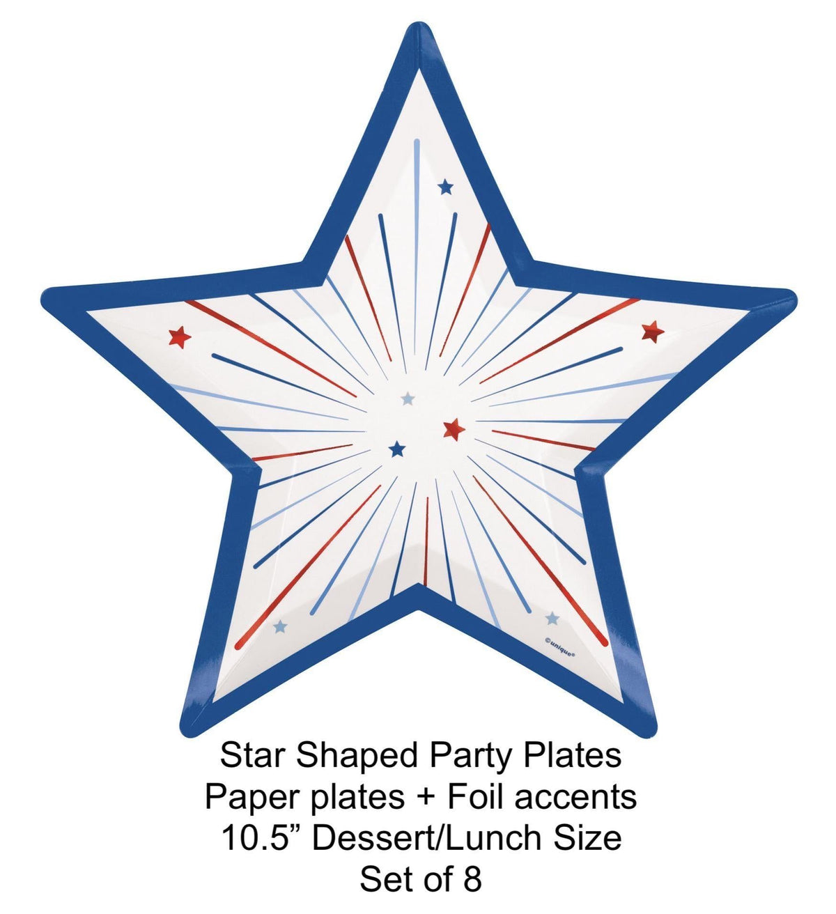 Patriotic Star Shaped Paper Plates 8ct - Stesha Party