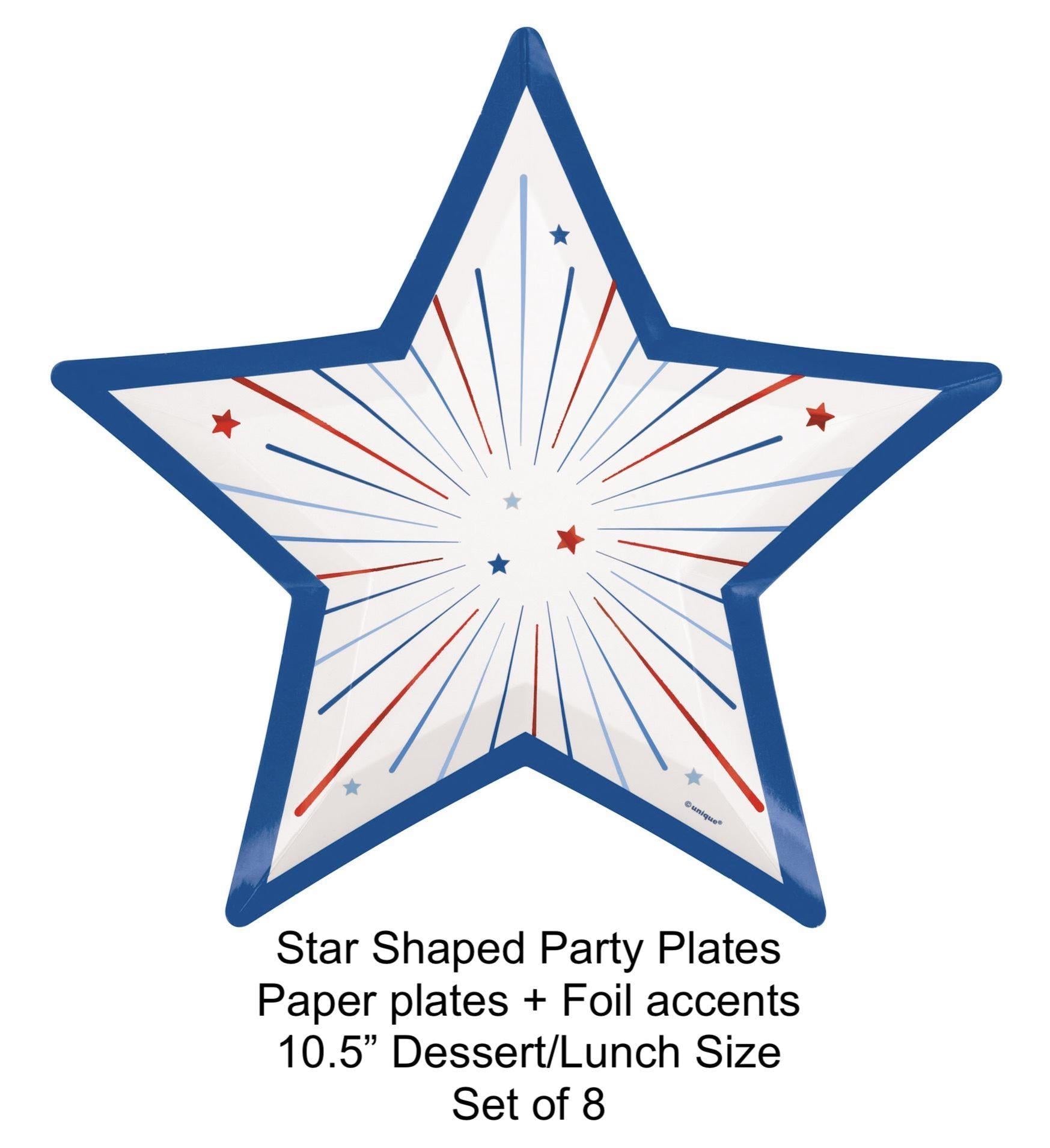Patriotic Star Shaped Paper Plates 8ct - Stesha Party
