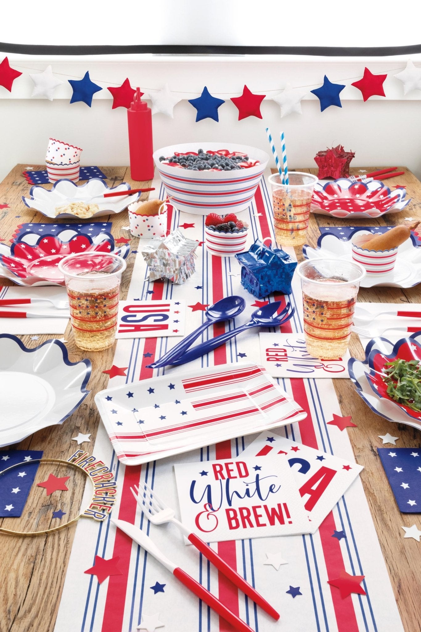 Patriotic Stripe Luncheon Napkins 16ct - Stesha Party