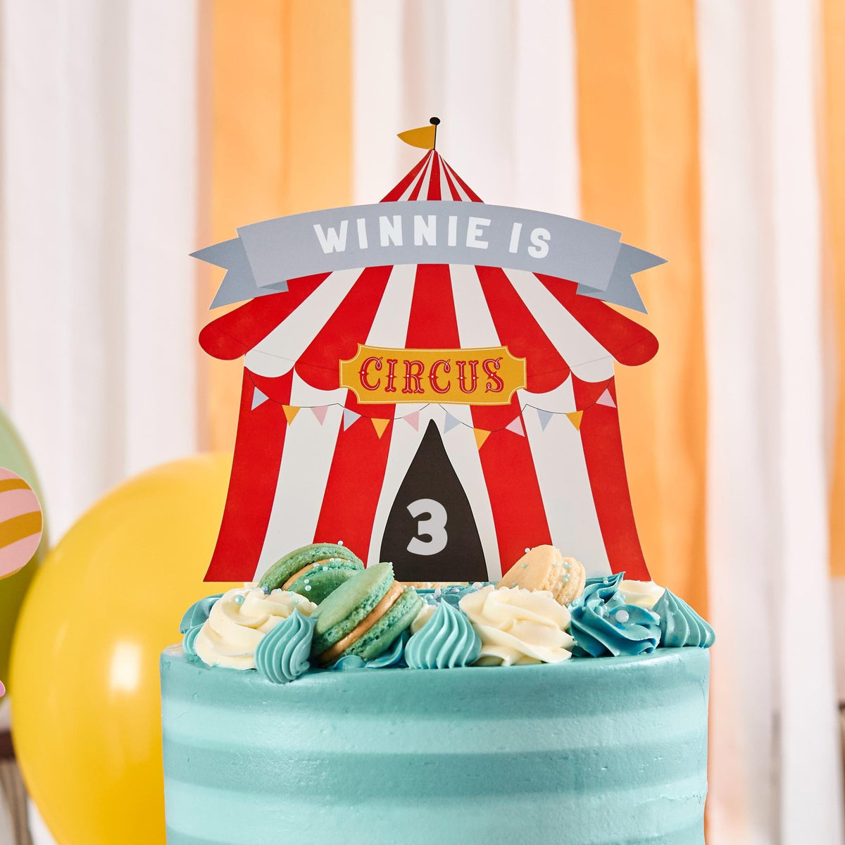 Personalizable Circus Tent Cake Topper - Stesha Party