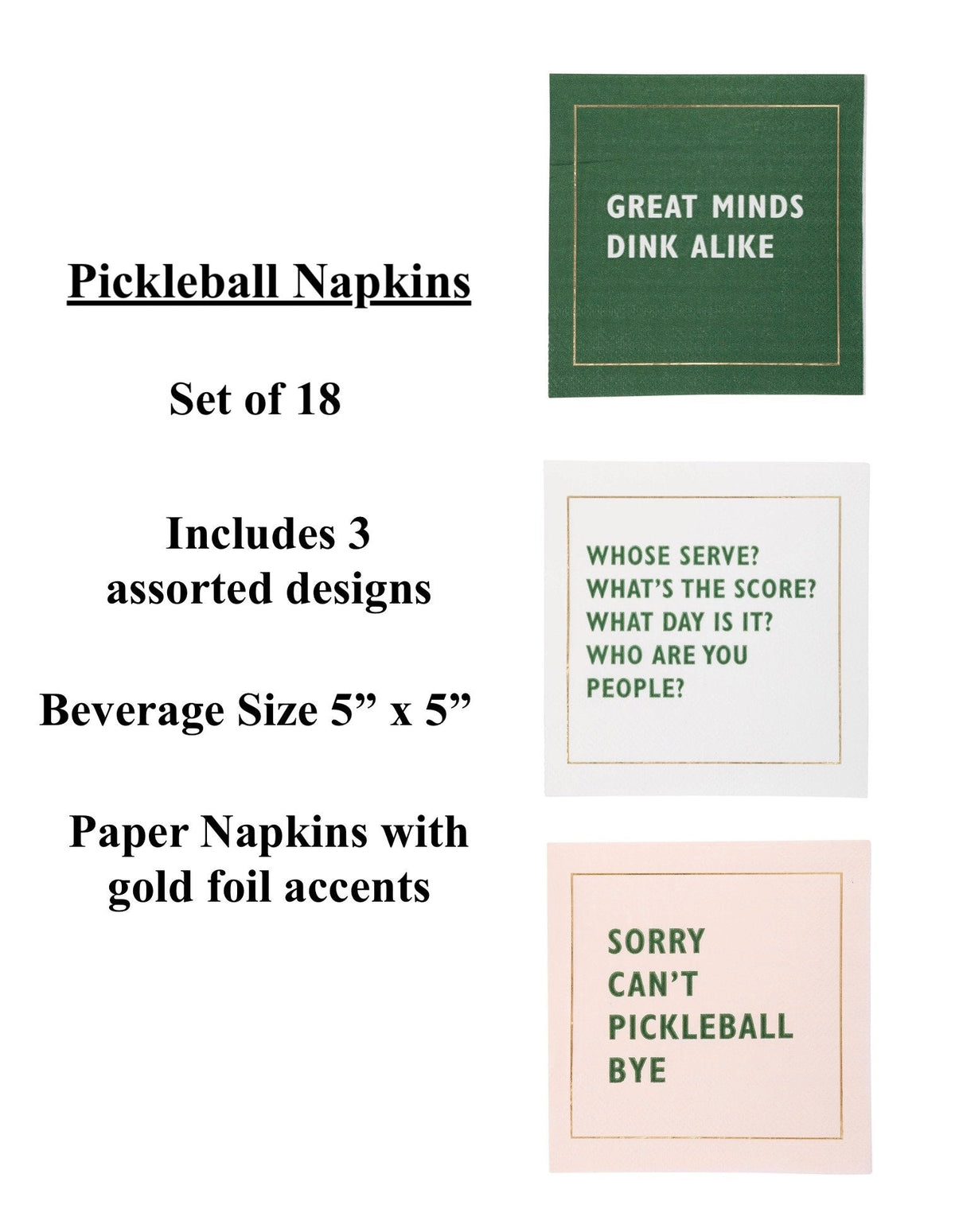 Pickleball Party Cocktail Napkins 18ct - Stesha Party