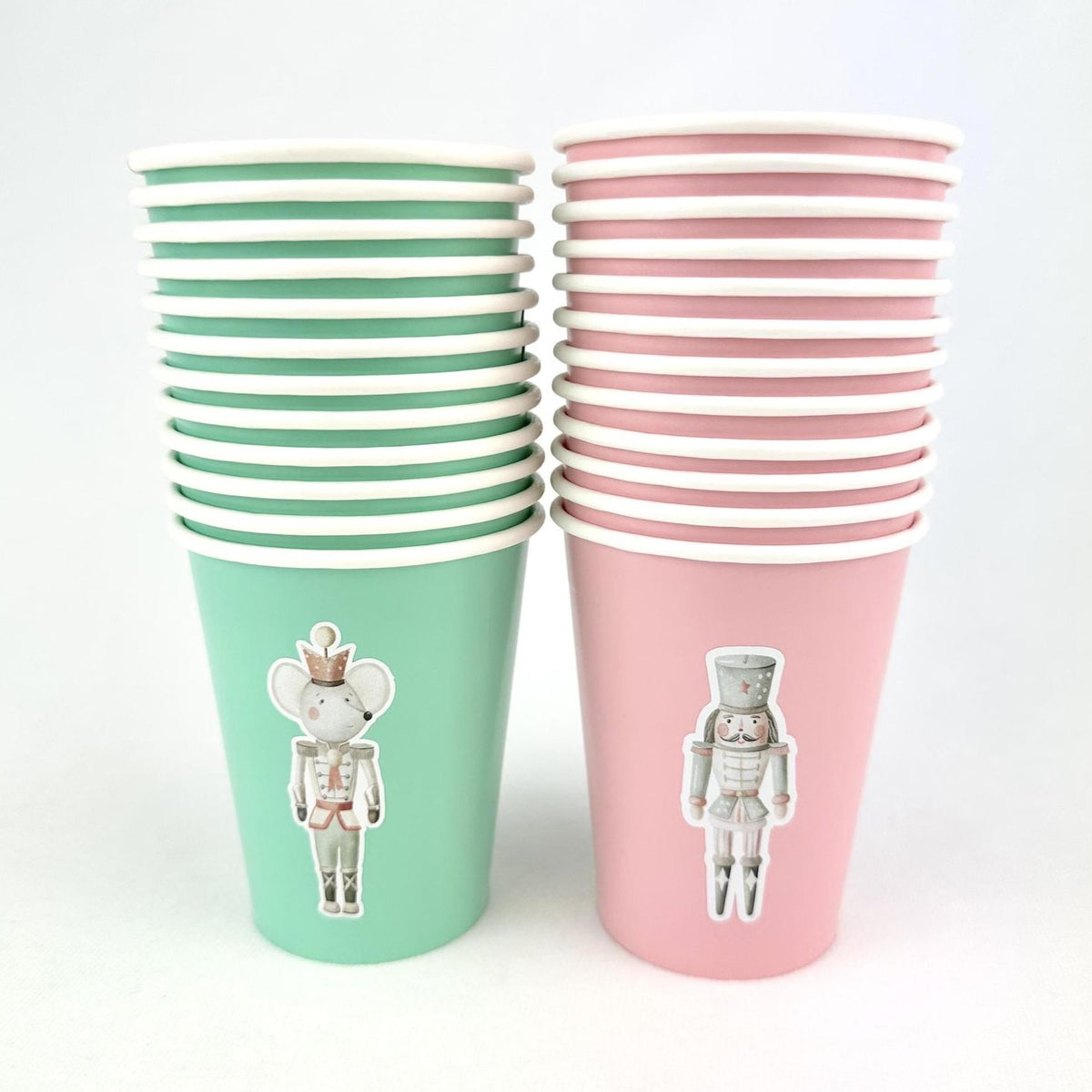 Pink and Mint Nutcracker Christmas Cups 24ct - Stesha Party
