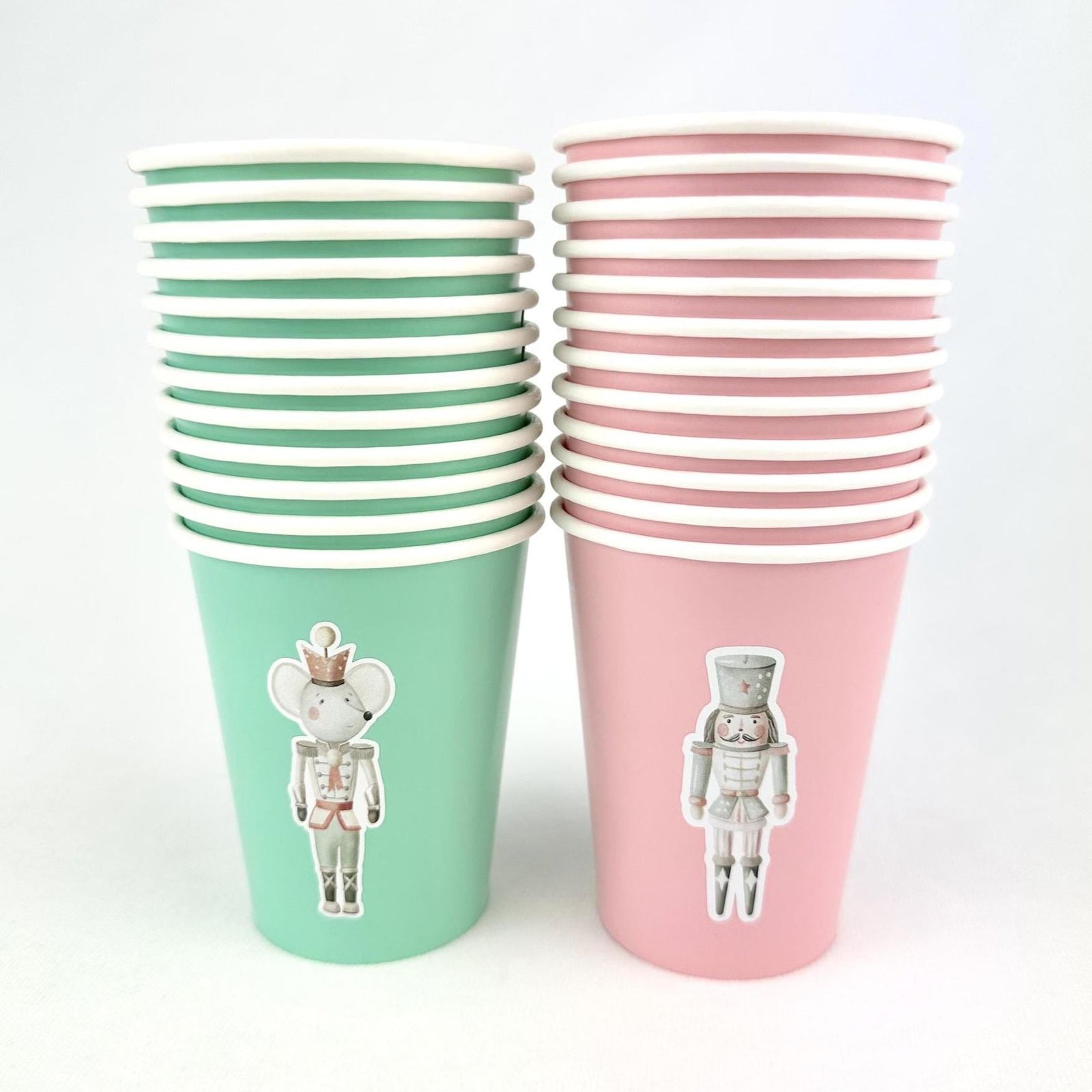 Pink and Mint Nutcracker Christmas Cups 24ct - Stesha Party