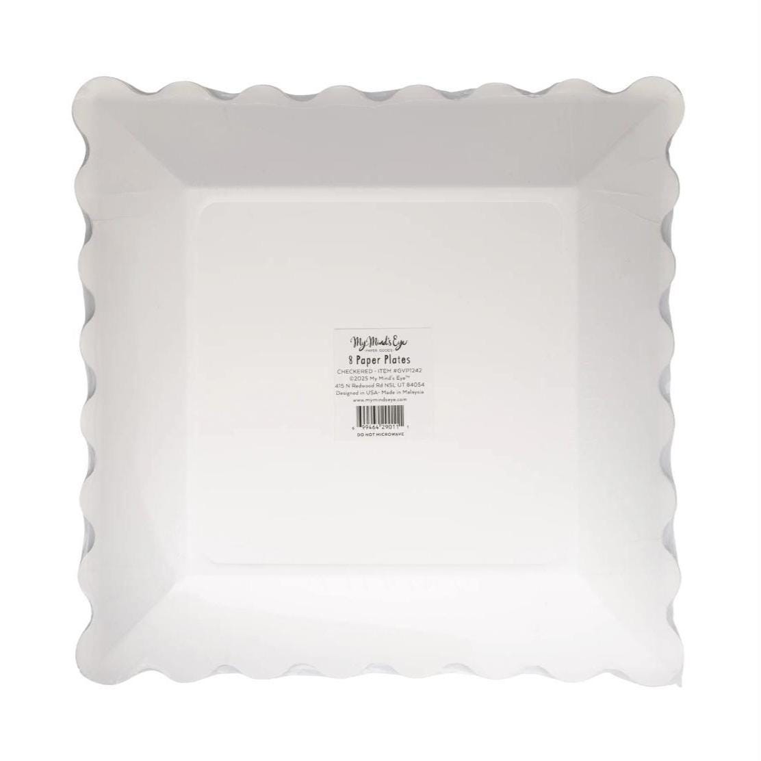 Pink and Orange Checkered Plates 8ct - Stesha Party