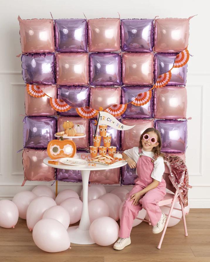 Pink and Orange Checkered Plates 8ct - Stesha Party