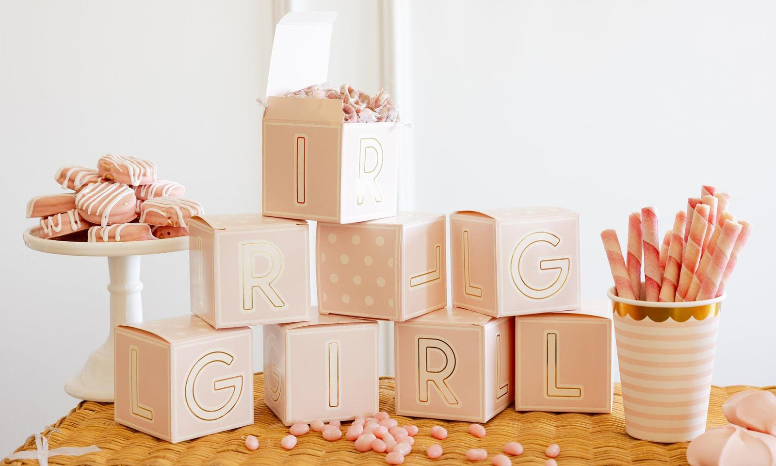 Pink Baby Block Treat Boxes 8ct - Stesha Party