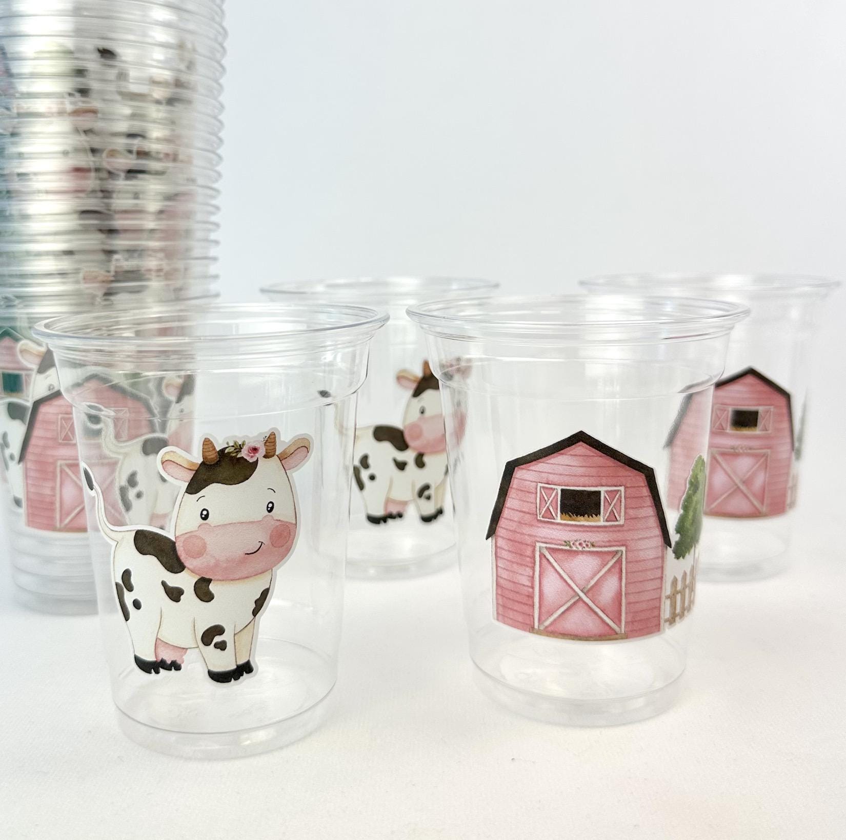 Pink Barn Cow Party Cups 24ct - Stesha Party