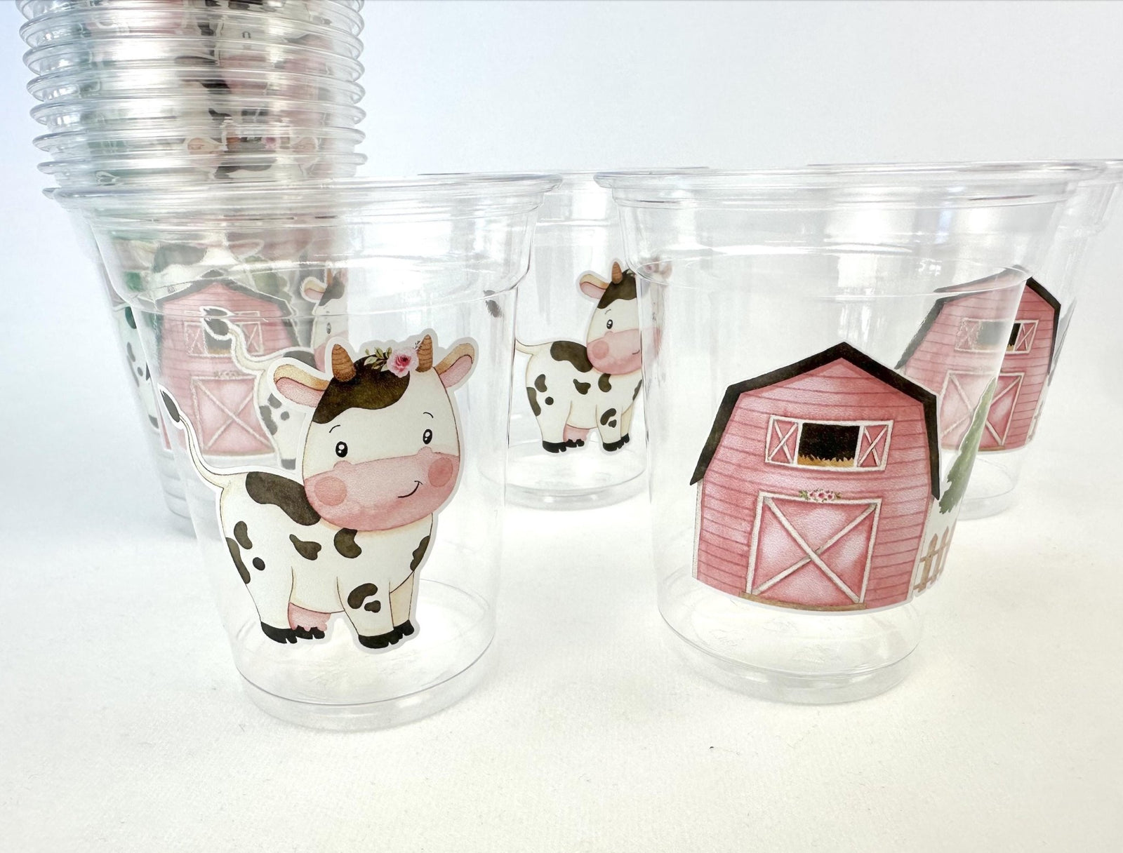 Pink Barn Cow Party Cups 24ct - Stesha Party