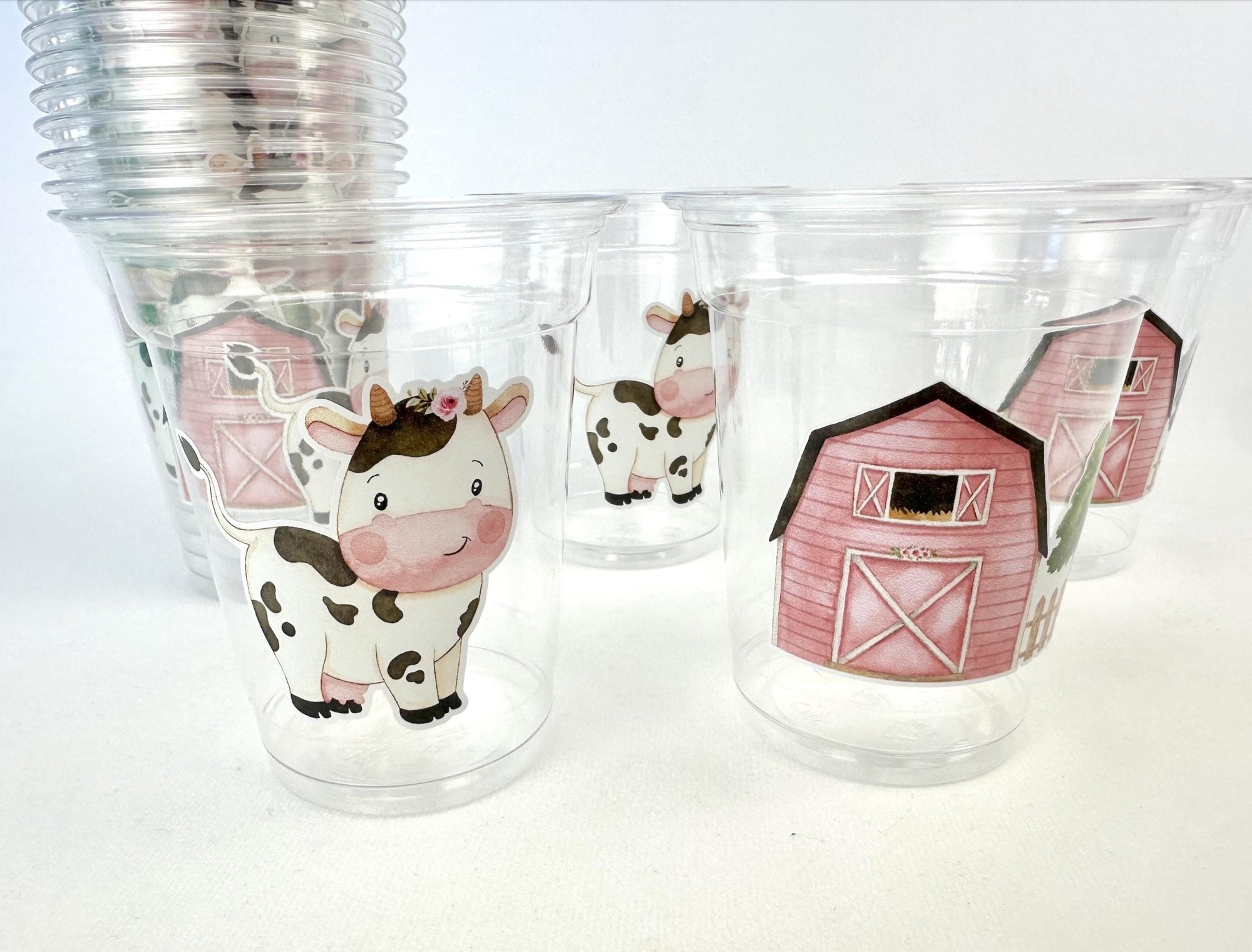 Pink Barn Cow Party Cups 24ct - Stesha Party