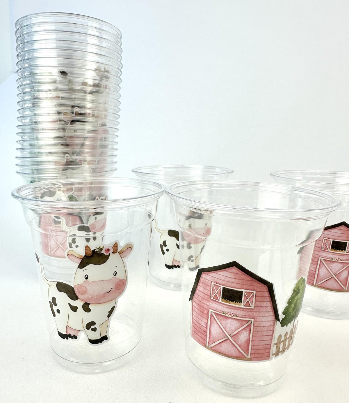 Pink Barn Cow Party Cups 24ct - Stesha Party