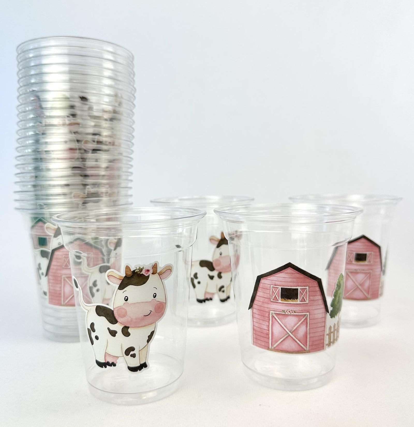 Pink Barn Cow Party Cups 24ct - Stesha Party