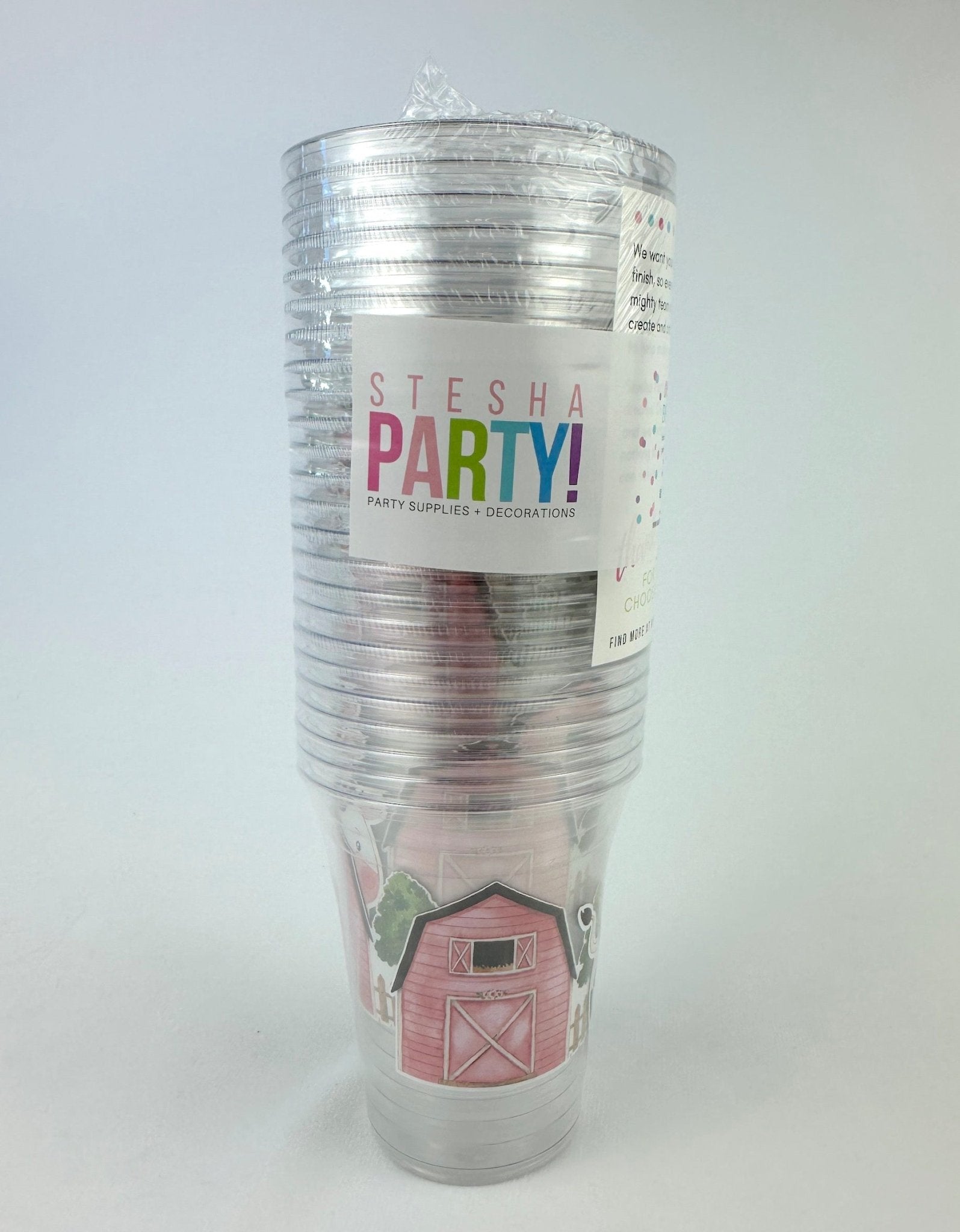 Pink Barn Cow Party Cups 24ct - Stesha Party