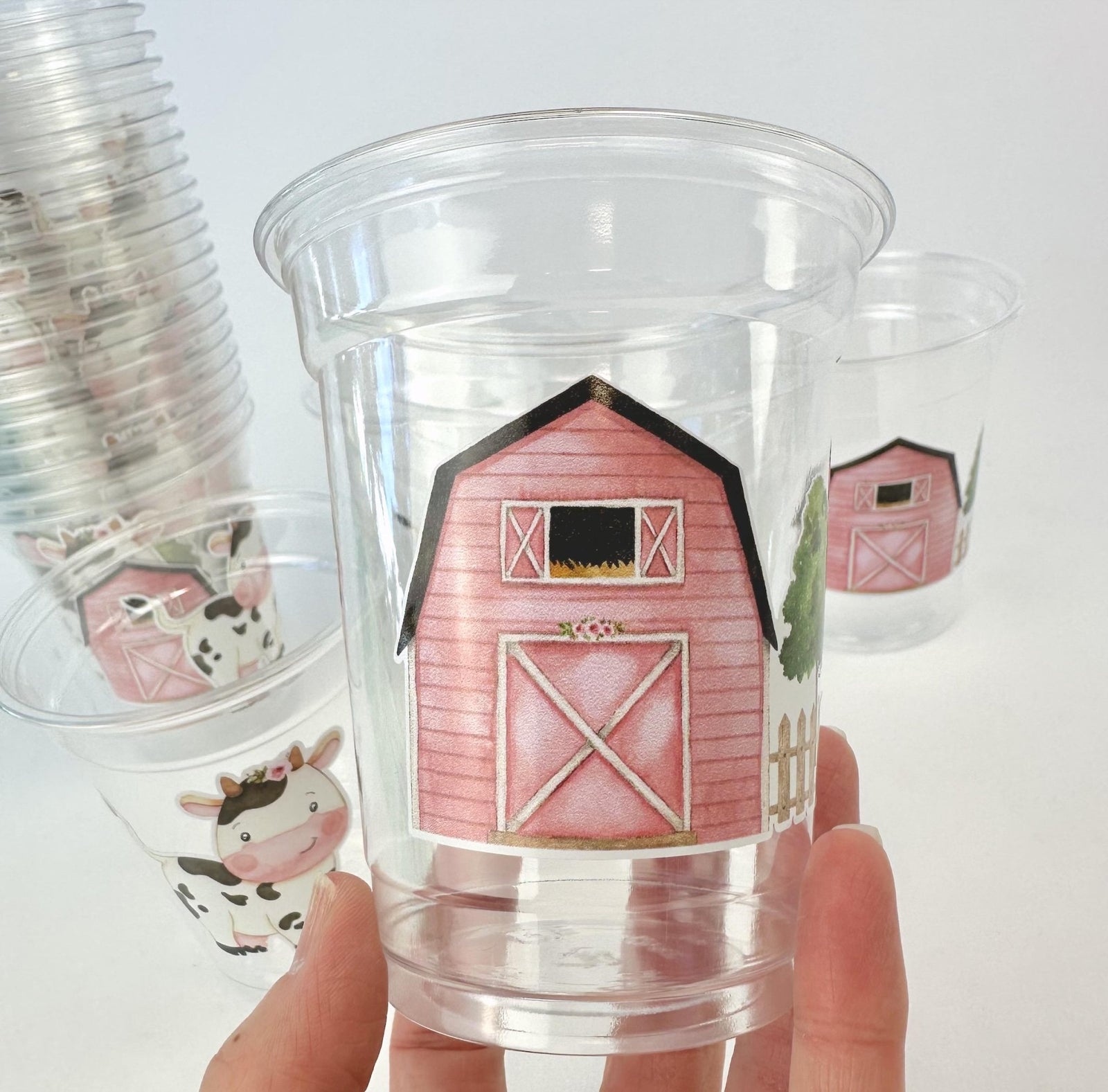 Pink Barn Cow Party Cups 24ct - Stesha Party