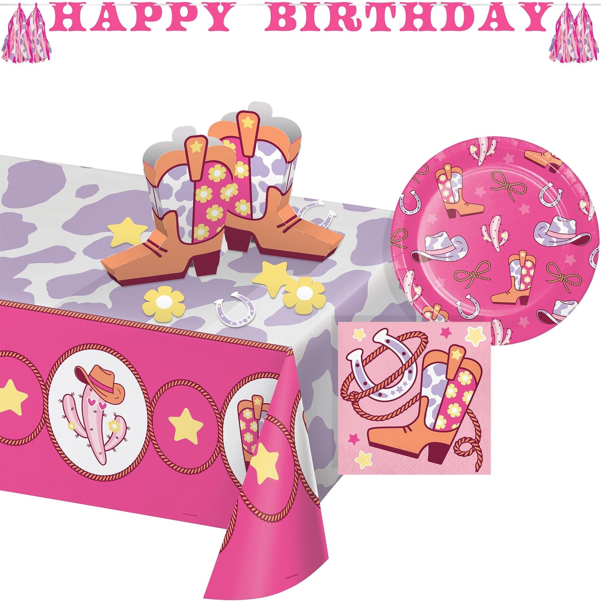 Pink Birthday Banner with Tassels 7.2ft - Stesha Party