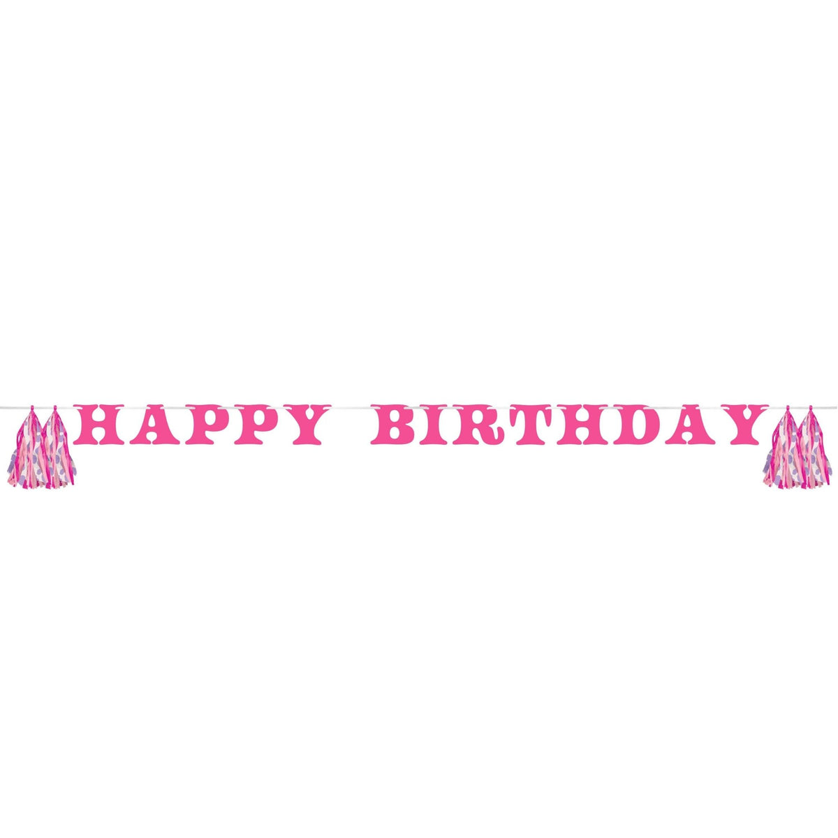 Pink Birthday Banner with Tassels 7.2ft - Stesha Party