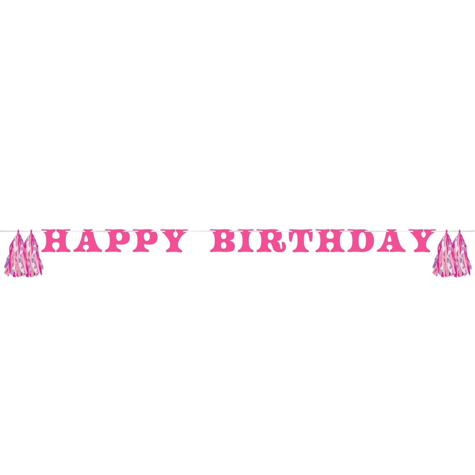 Pink Birthday Banner with Tassels 7.2ft - Stesha Party