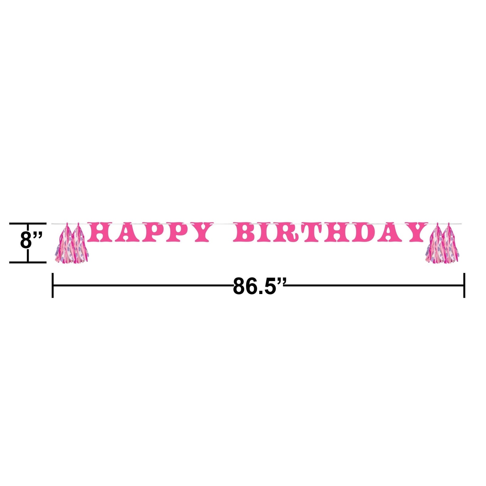 Pink Birthday Banner with Tassels 7.2ft - Stesha Party