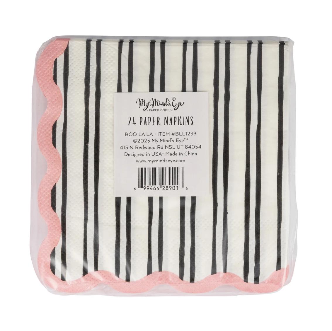 Pink Black & White Cocktail Napkins - Stesha Party