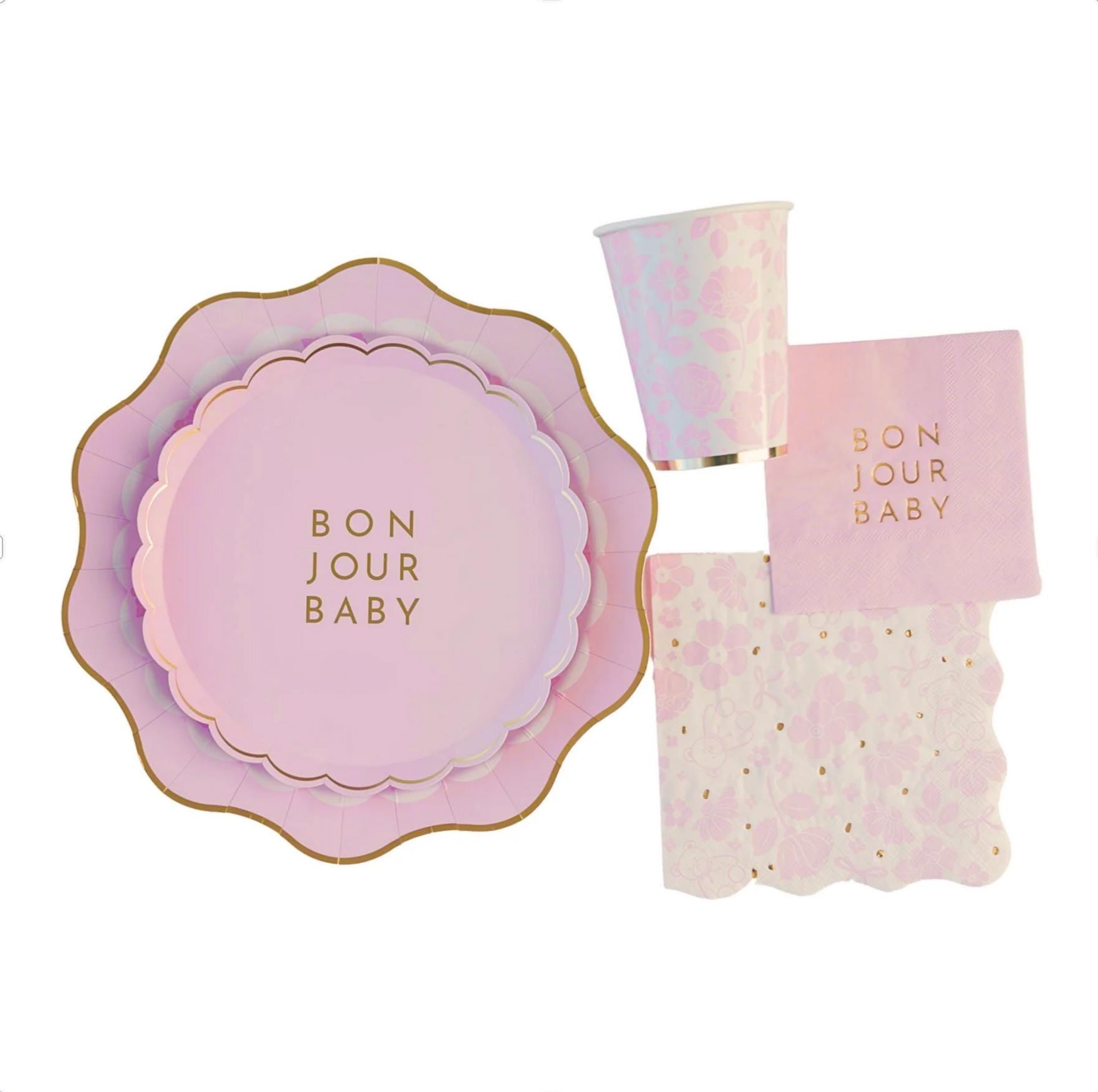 Pink Bonjour Baby Party Plates 8ct - Stesha Party