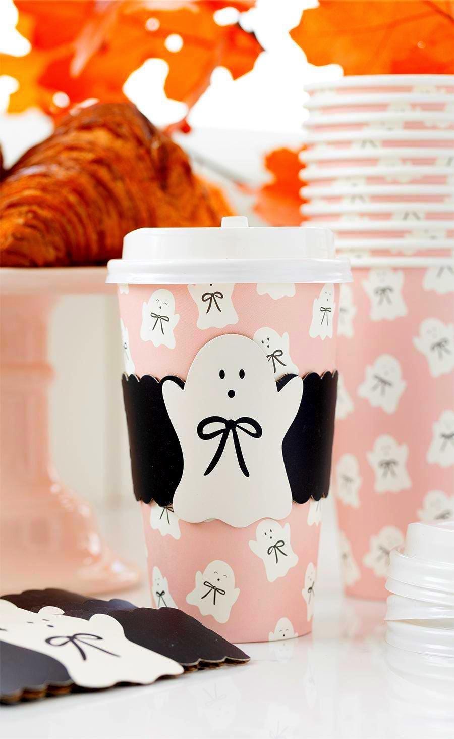 Pink Bow Ghosts To - Go Paper Cups - Stesha Party