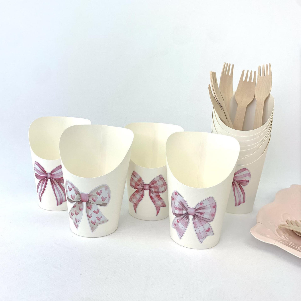 Pink Bows Charcuterie Cups - Stesha Party
