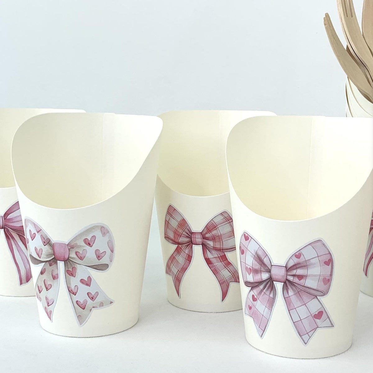 Pink Bows Charcuterie Cups - Stesha Party