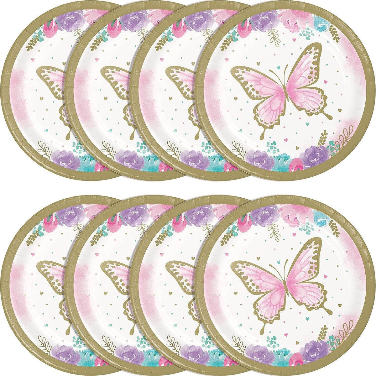Pink Butterfly Cake Plates 8ct - Stesha Party
