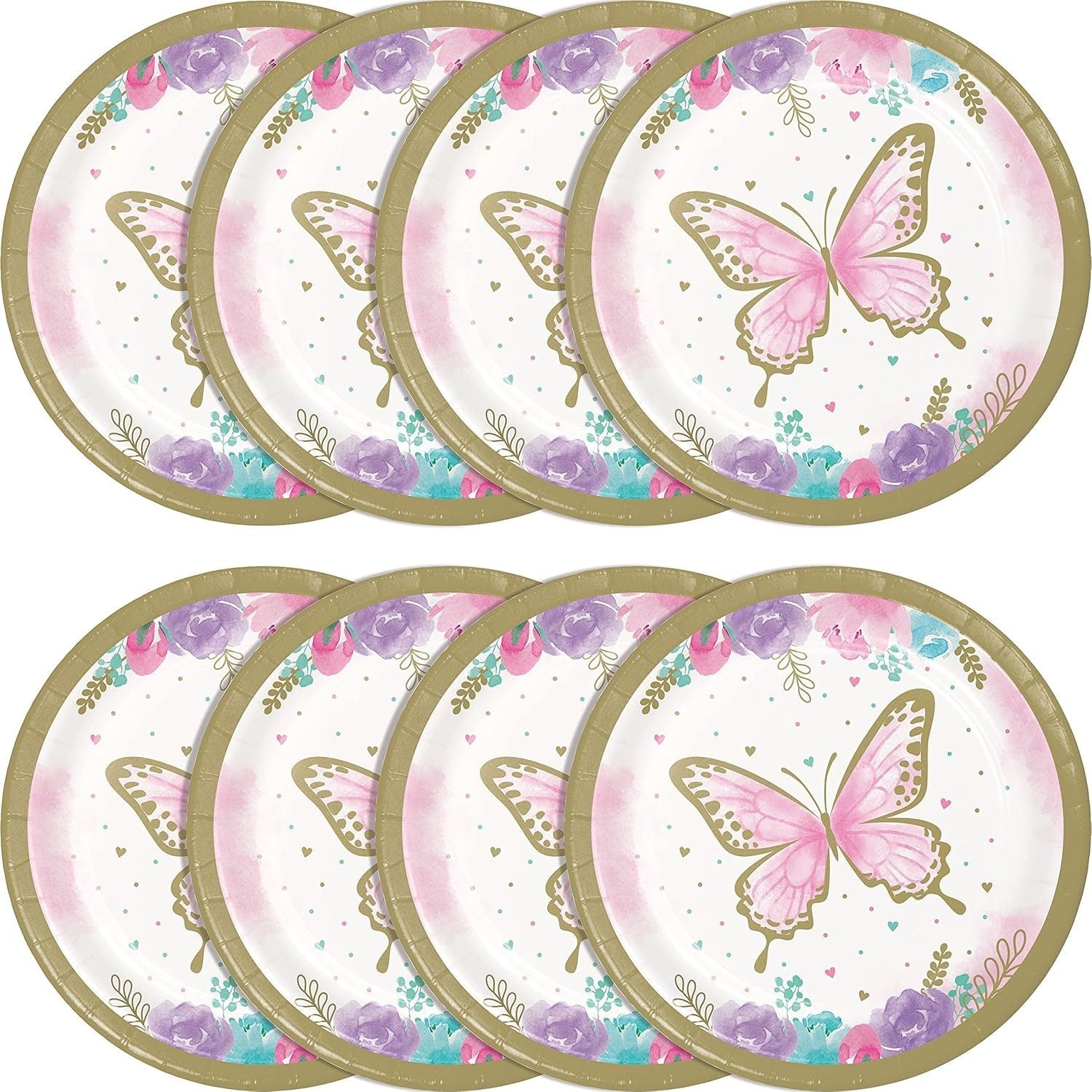 Pink Butterfly Cake Plates 8ct - Stesha Party