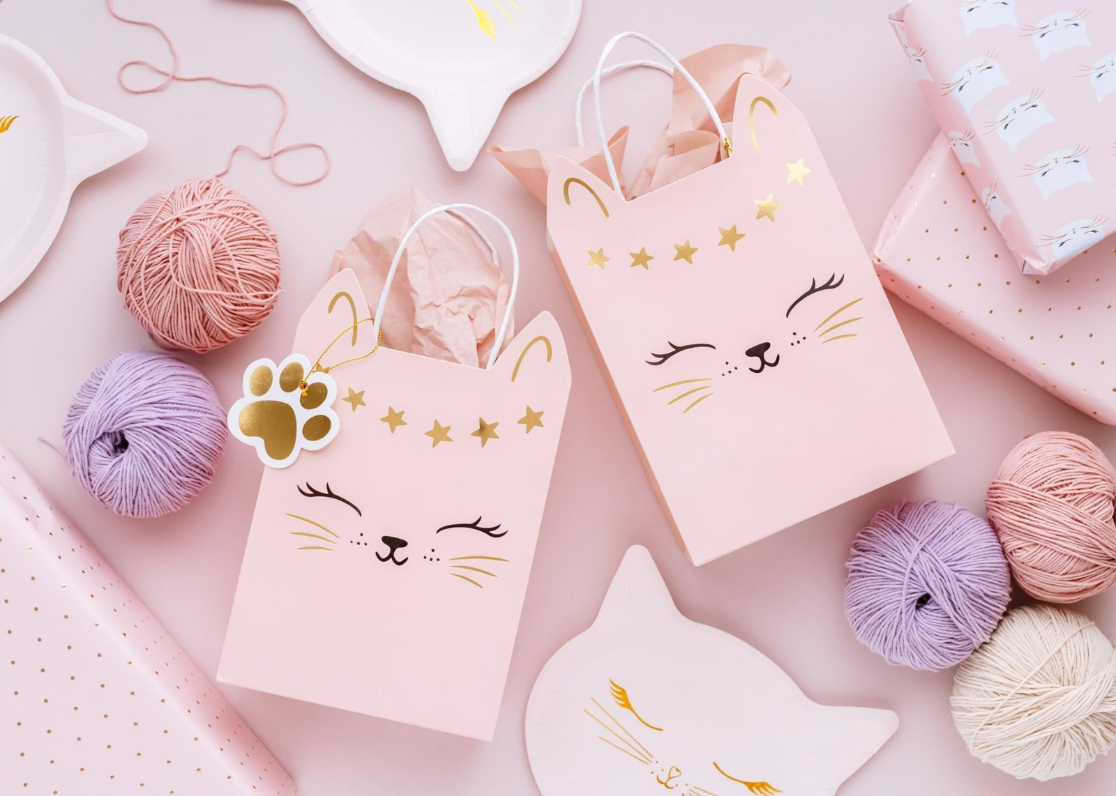 Pink Cat Gift Bag 1ct - Stesha Party