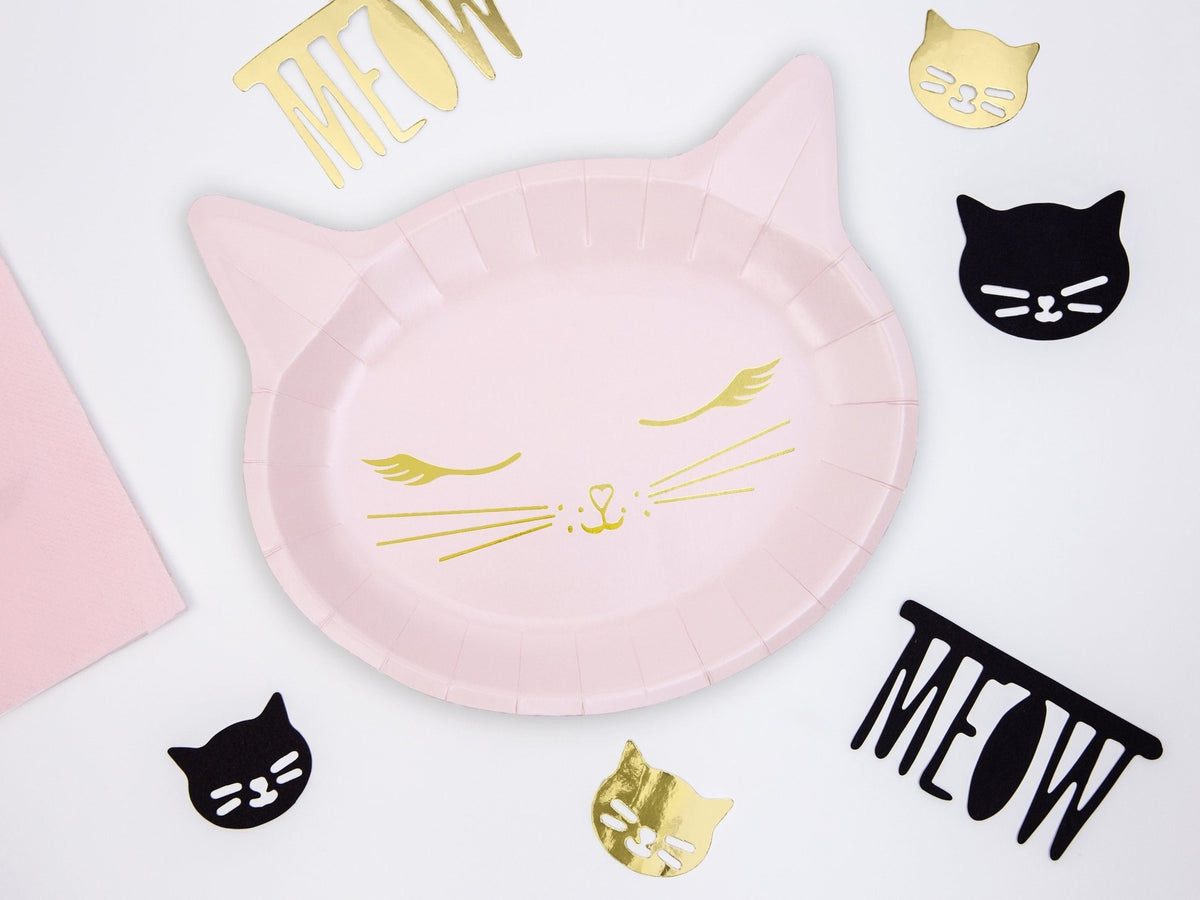 Pink Cat Plates - Stesha Party
