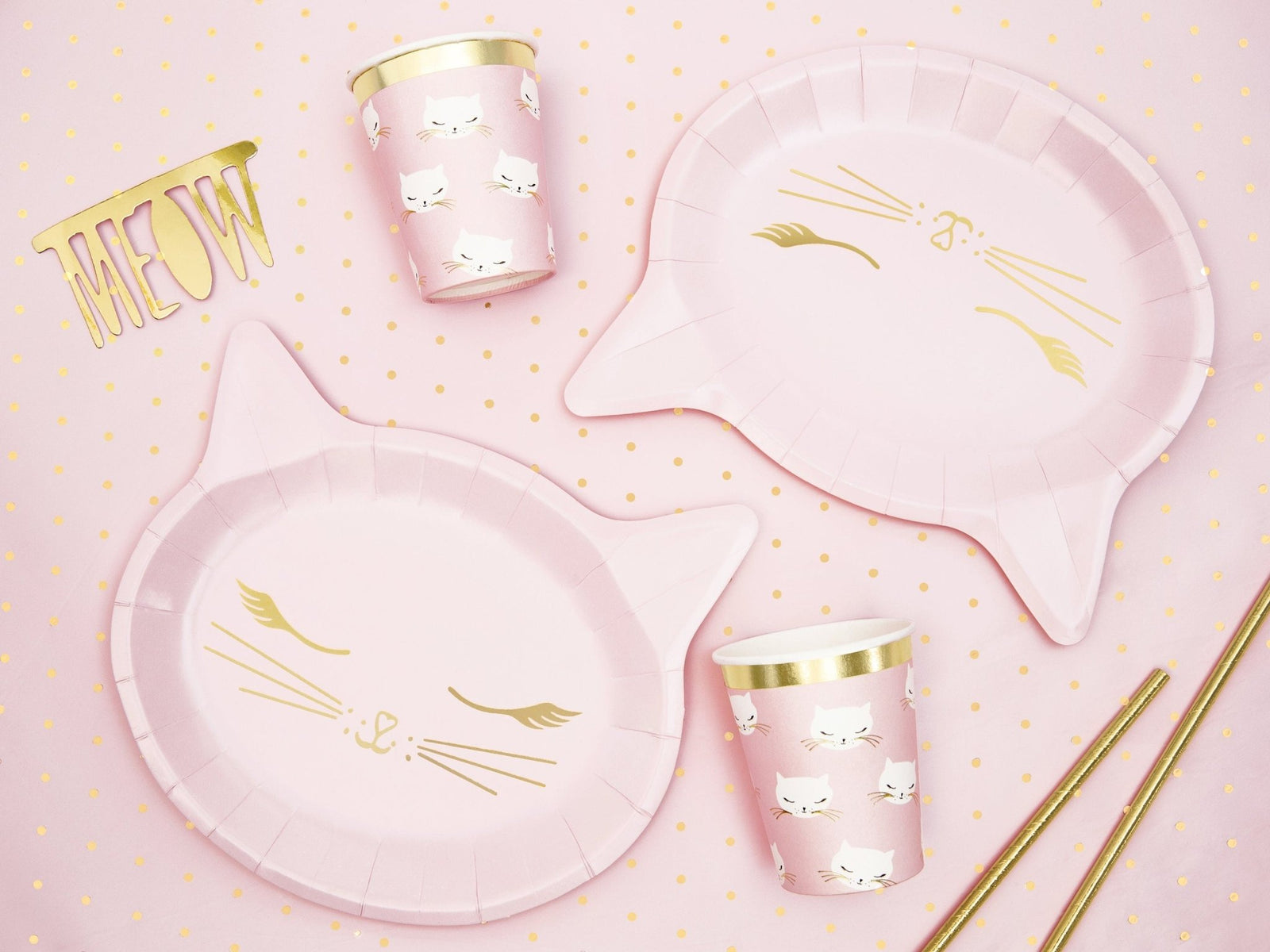 Pink Cat Plates - Stesha Party
