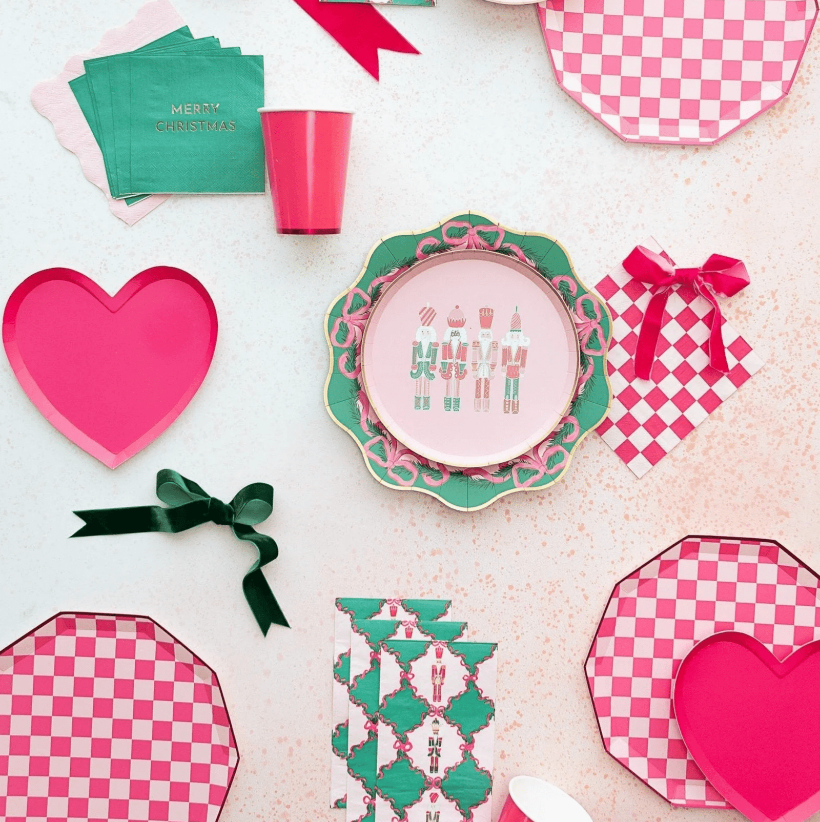 Pink Checkered Party Napkins - Stesha Party