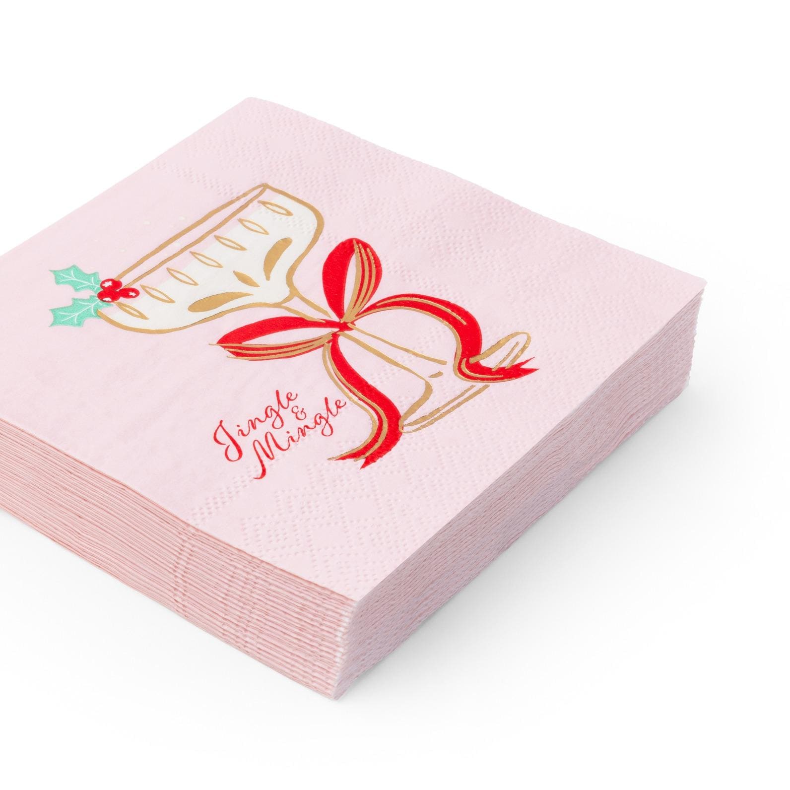 Pink Christmas Cocktail Napkins 20ct - Stesha Party
