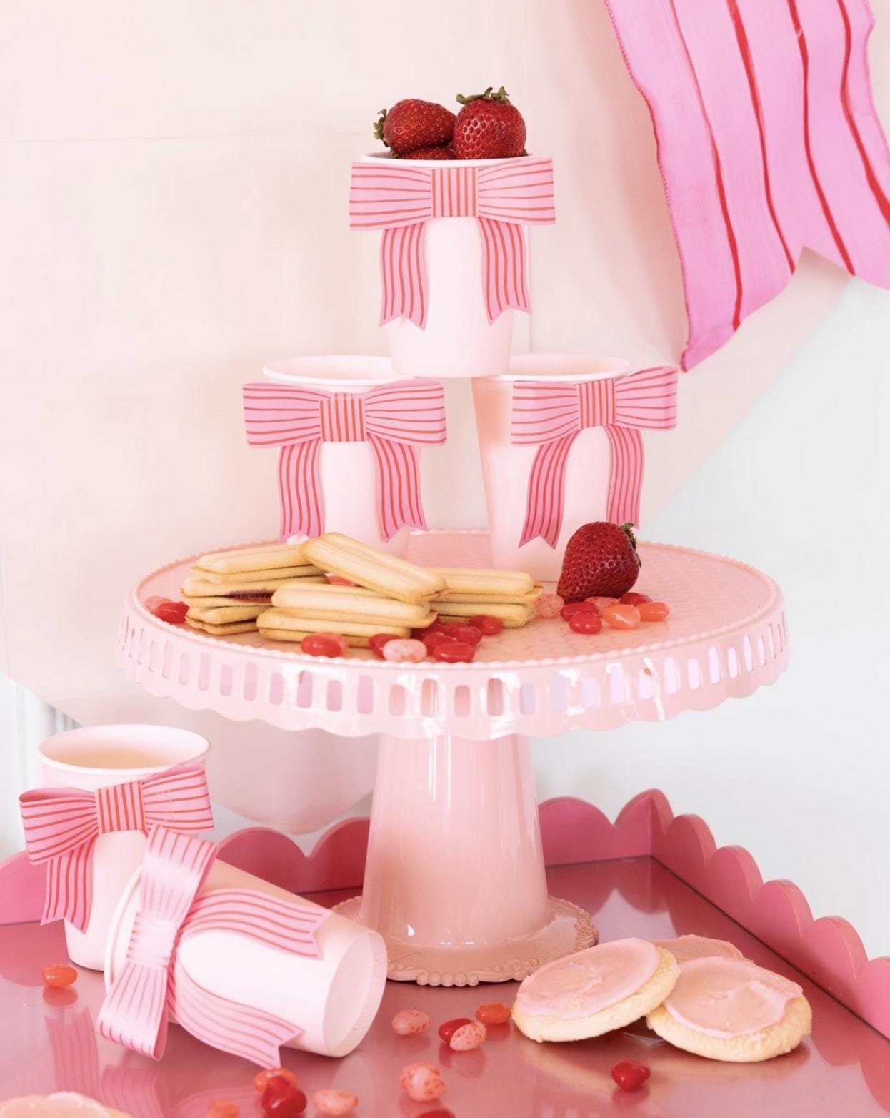 Pink Coquette Bow Cups - Stesha Party