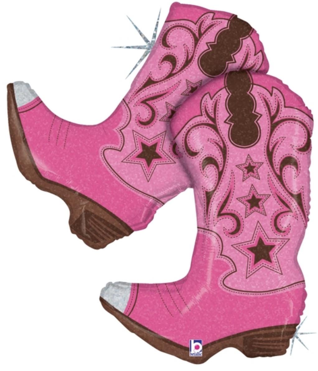 Pink Cowgirl Boots Balloon 33" - Stesha Party