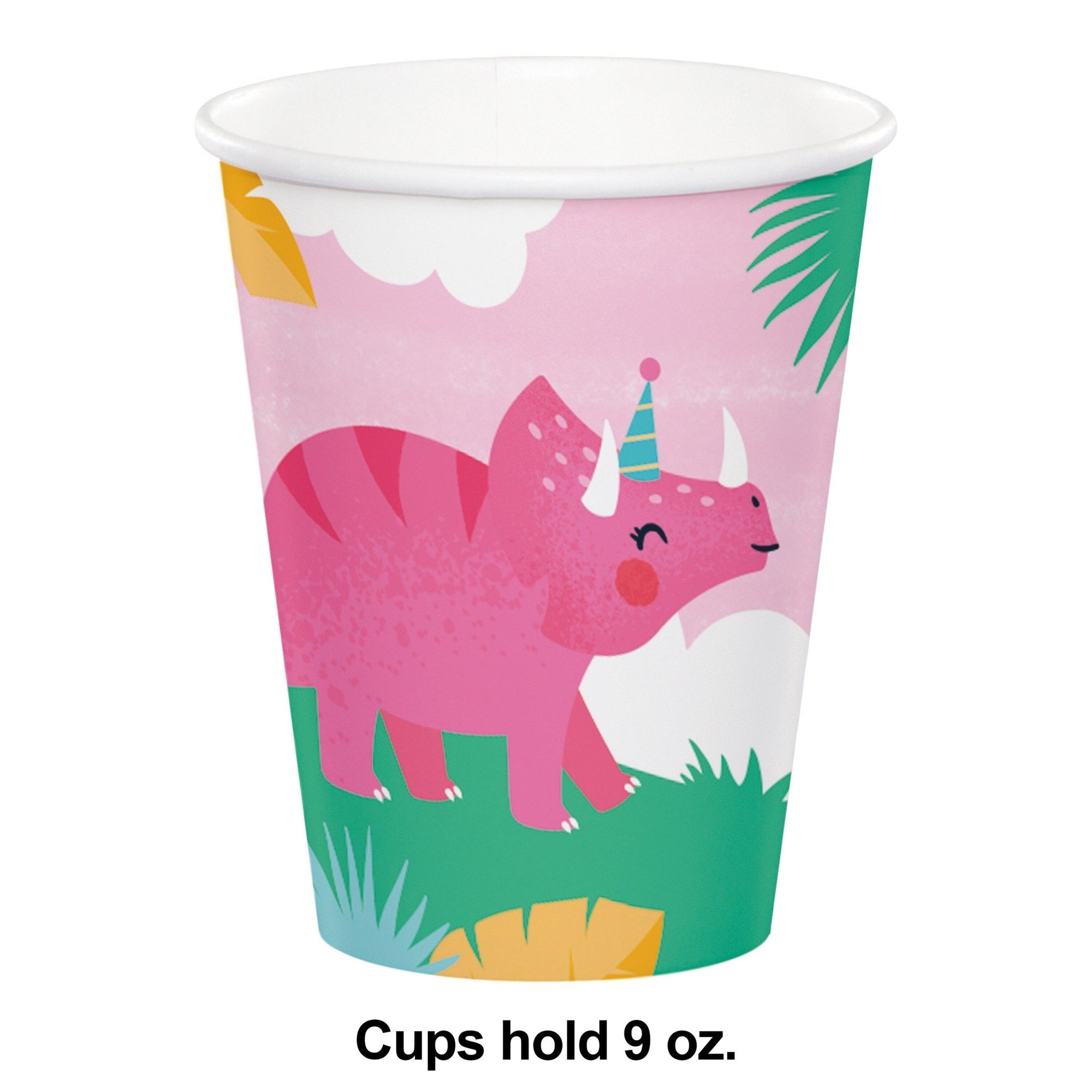 Pink Dinosaur Party Paper Drink Cups - Stesha Party