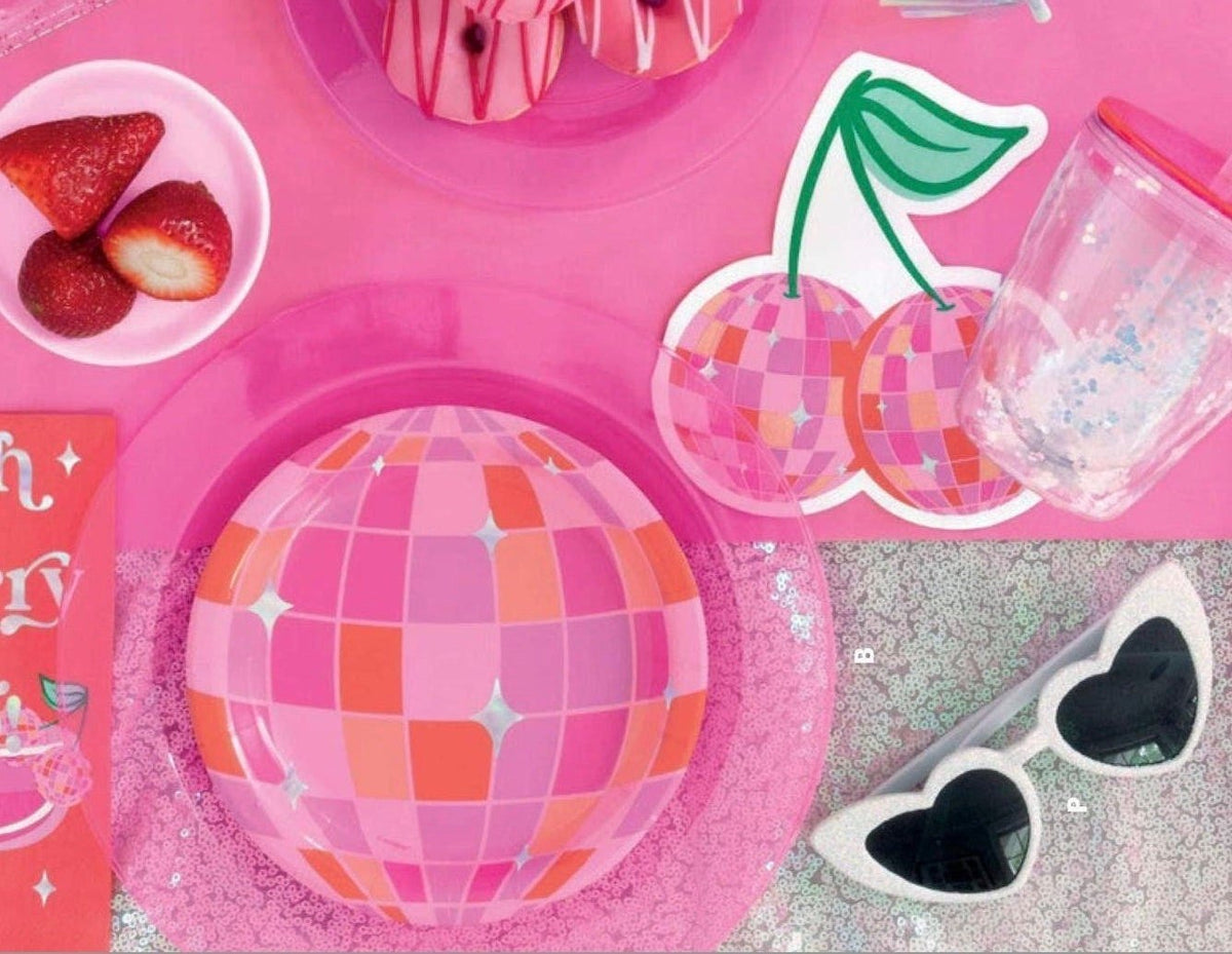 Pink Disco Ball Party Plates - Stesha Party
