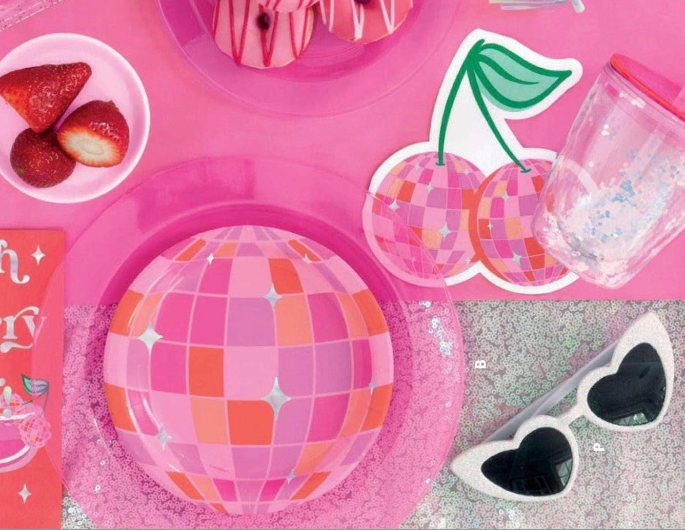 Pink Disco Ball Party Plates - Stesha Party