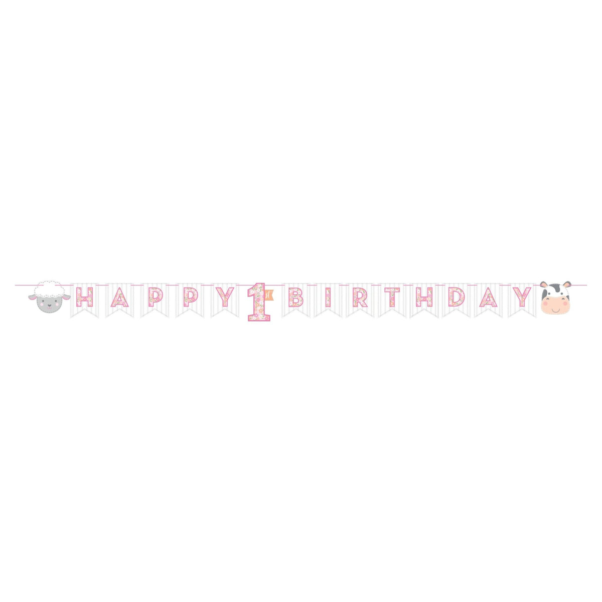 Pink Farm 1st Birthday Banner - Stesha Party