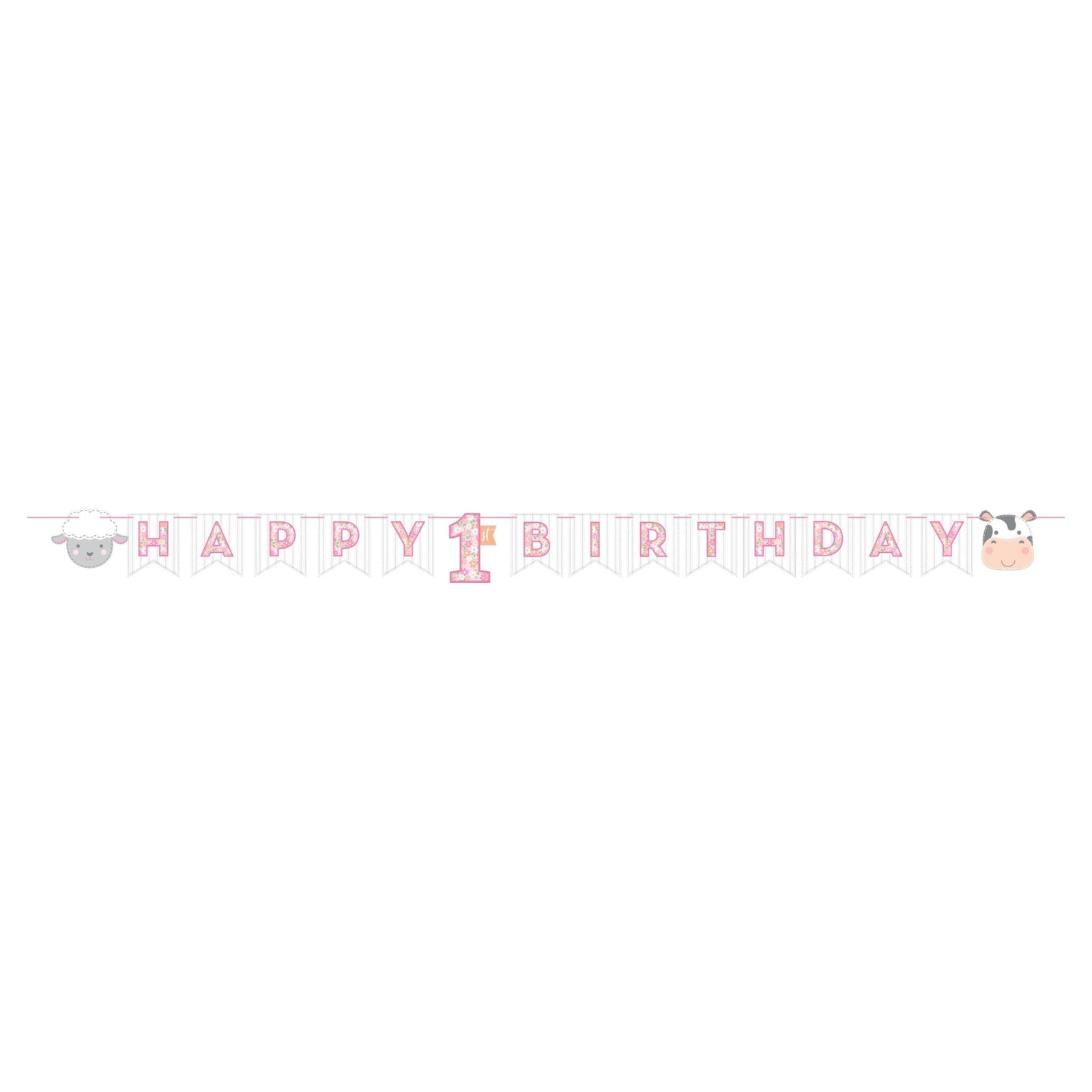 Pink Farm 1st Birthday Banner - Stesha Party