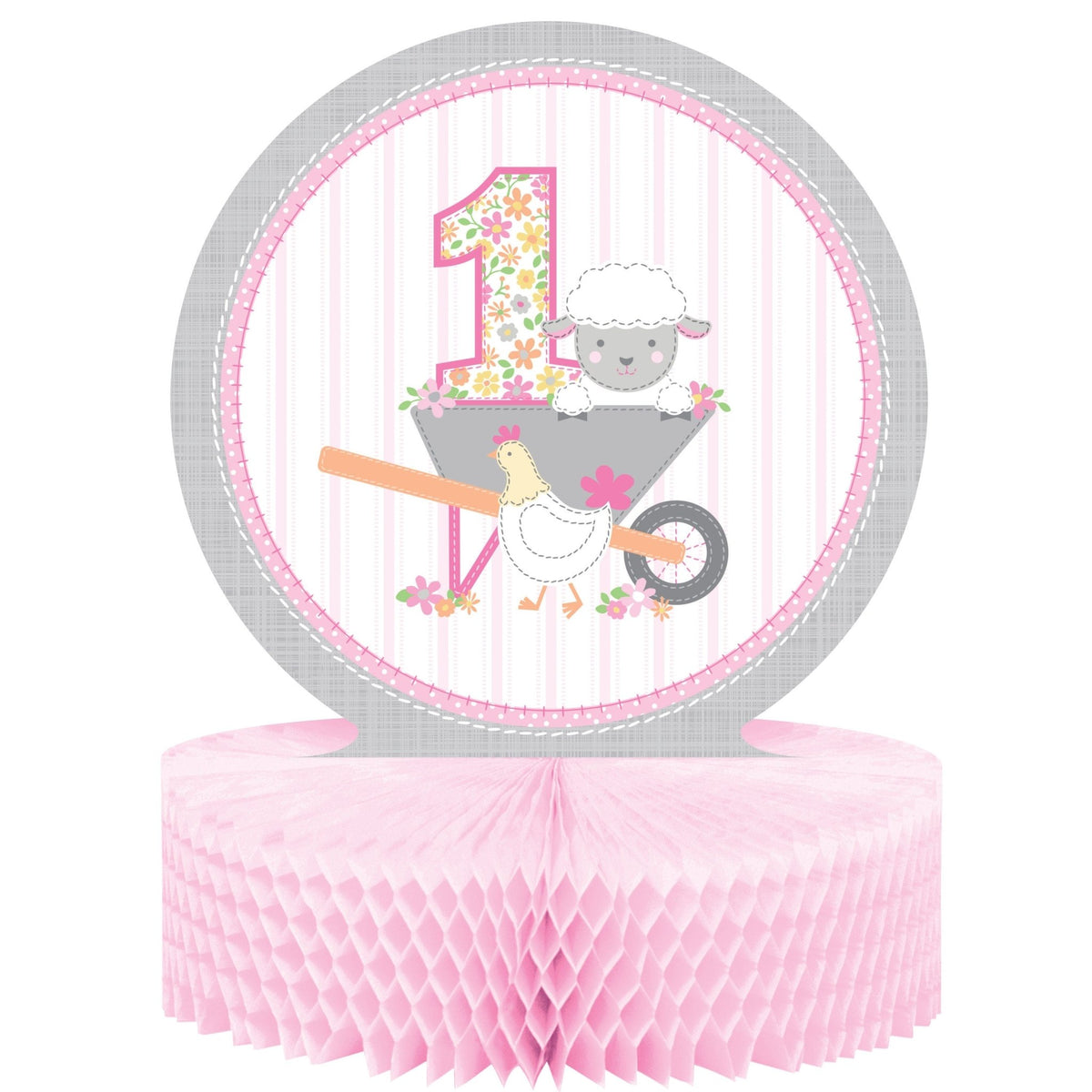 Pink Farm 1st Birthday Party Centerpiece - Stesha Party