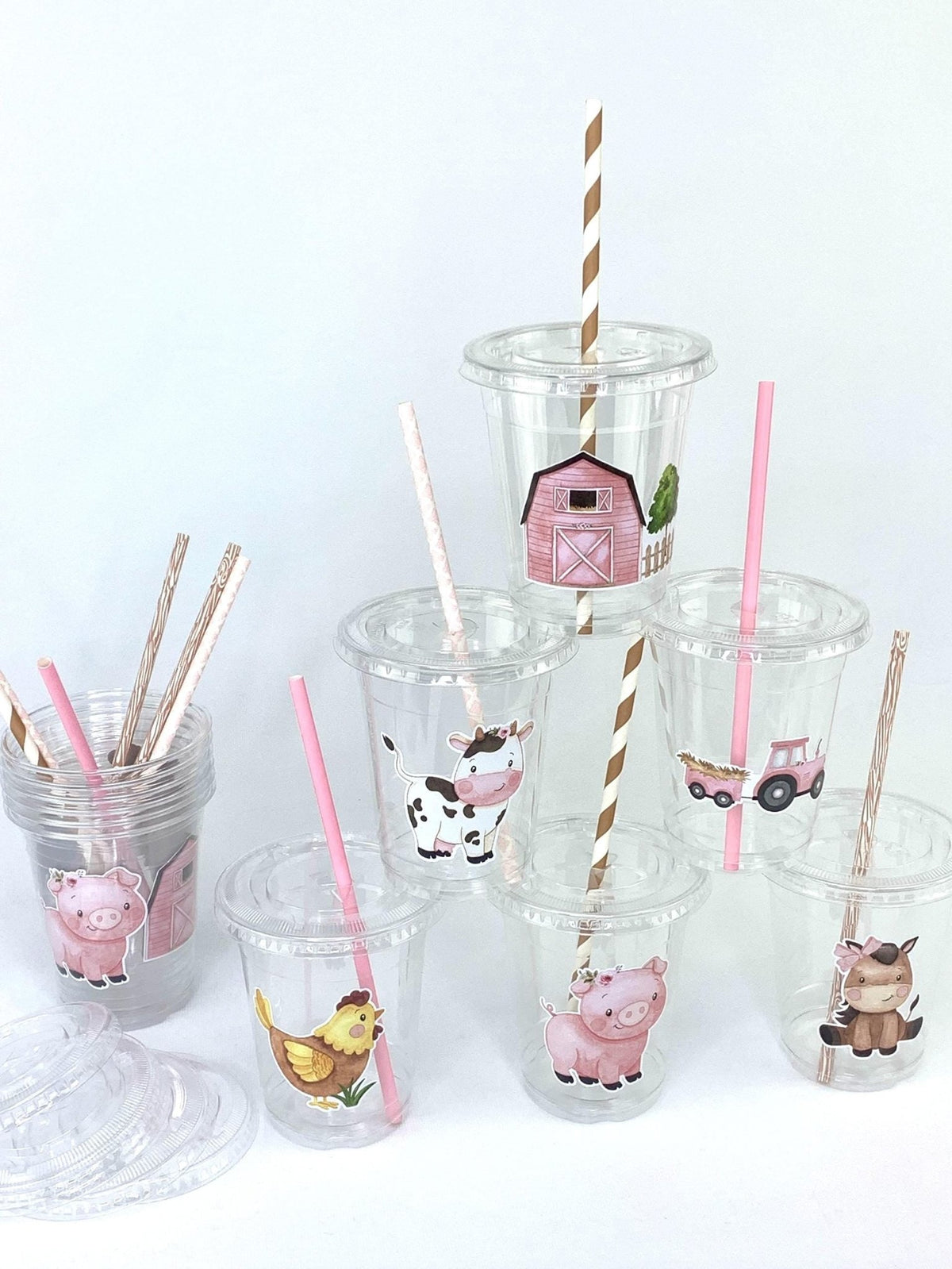 Pink Farm Party Cups - Stesha Party