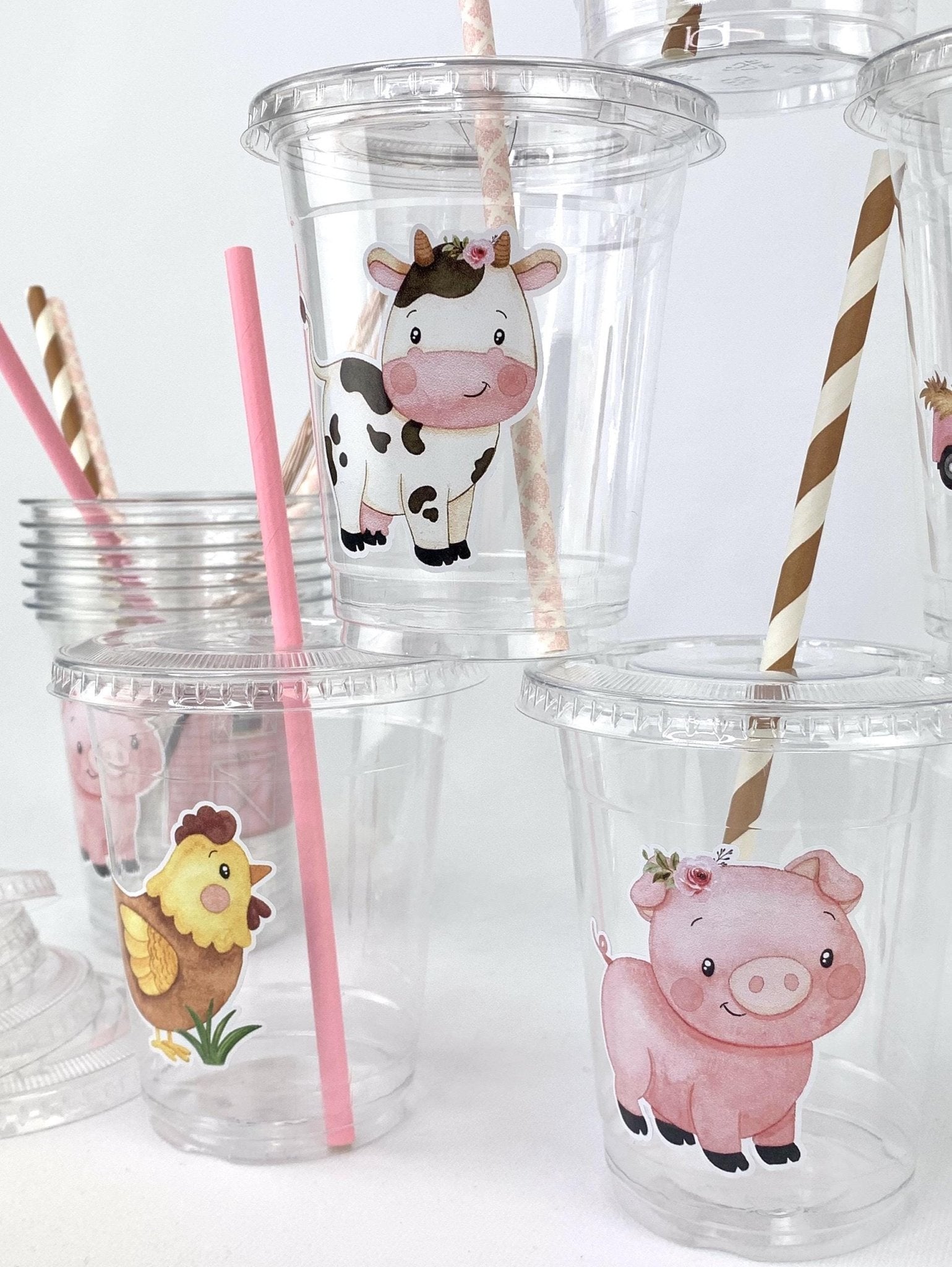Pink Farm Party Cups - Stesha Party