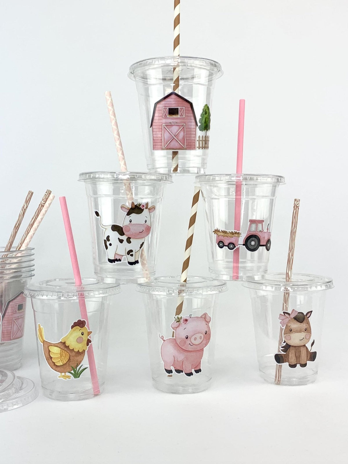 Pink Farm Party Cups - Stesha Party