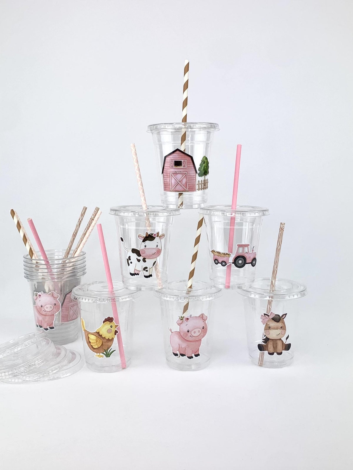 Pink Farm Party Cups - Stesha Party