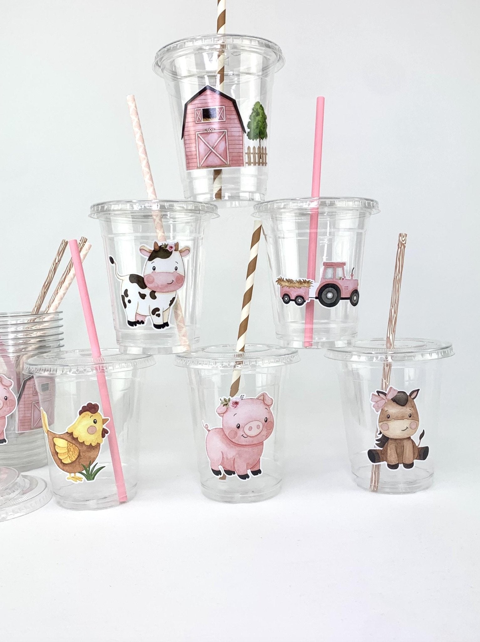 Pink Farm Party Cups - Stesha Party