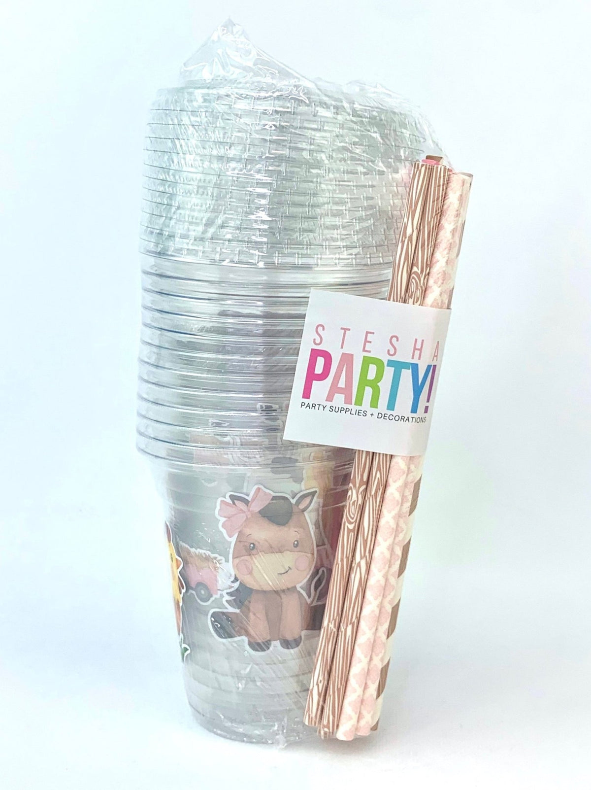 Pink Farm Party Cups - Stesha Party