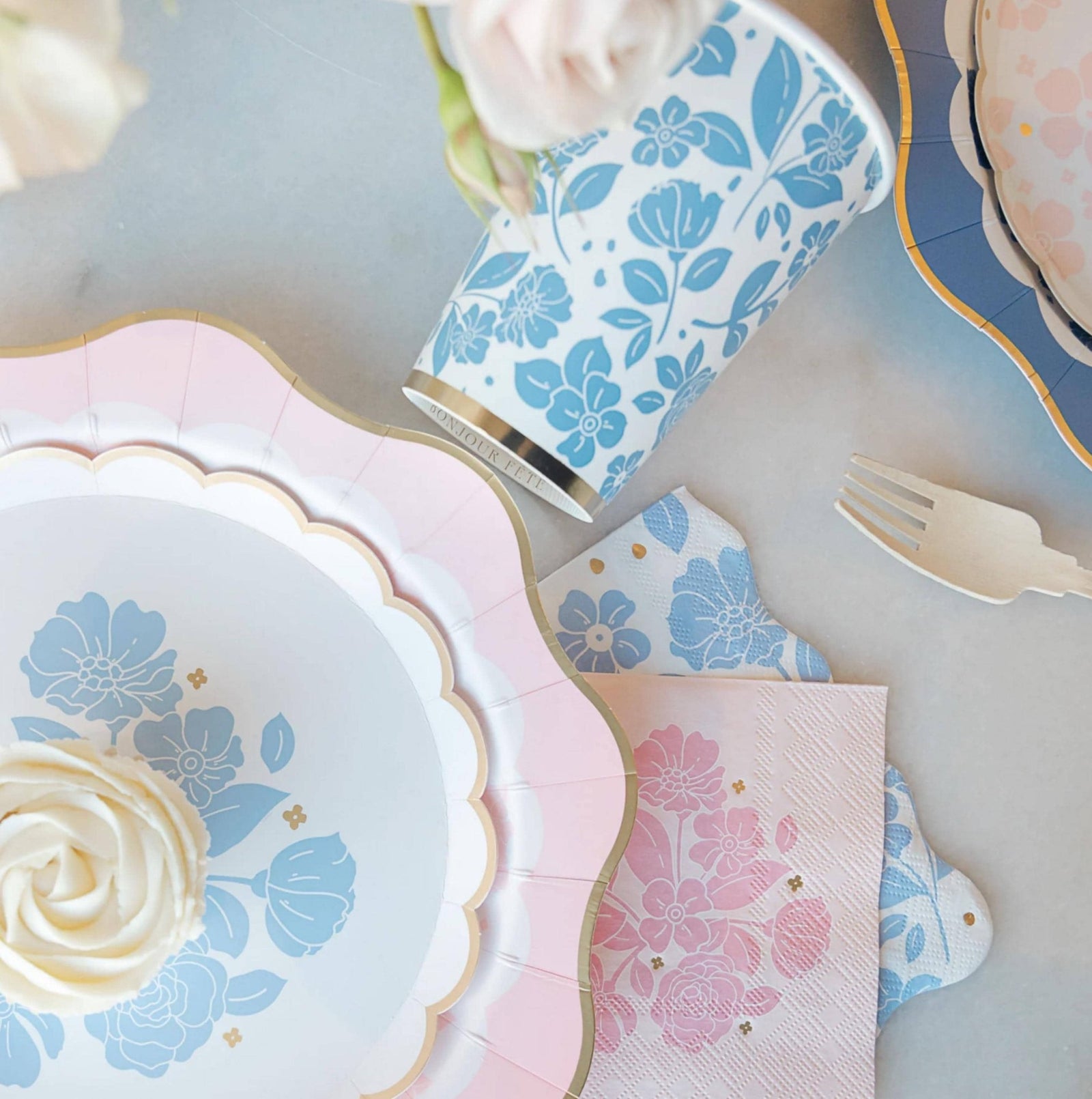 Pink Floral Beverage Napkins 20ct - Stesha Party