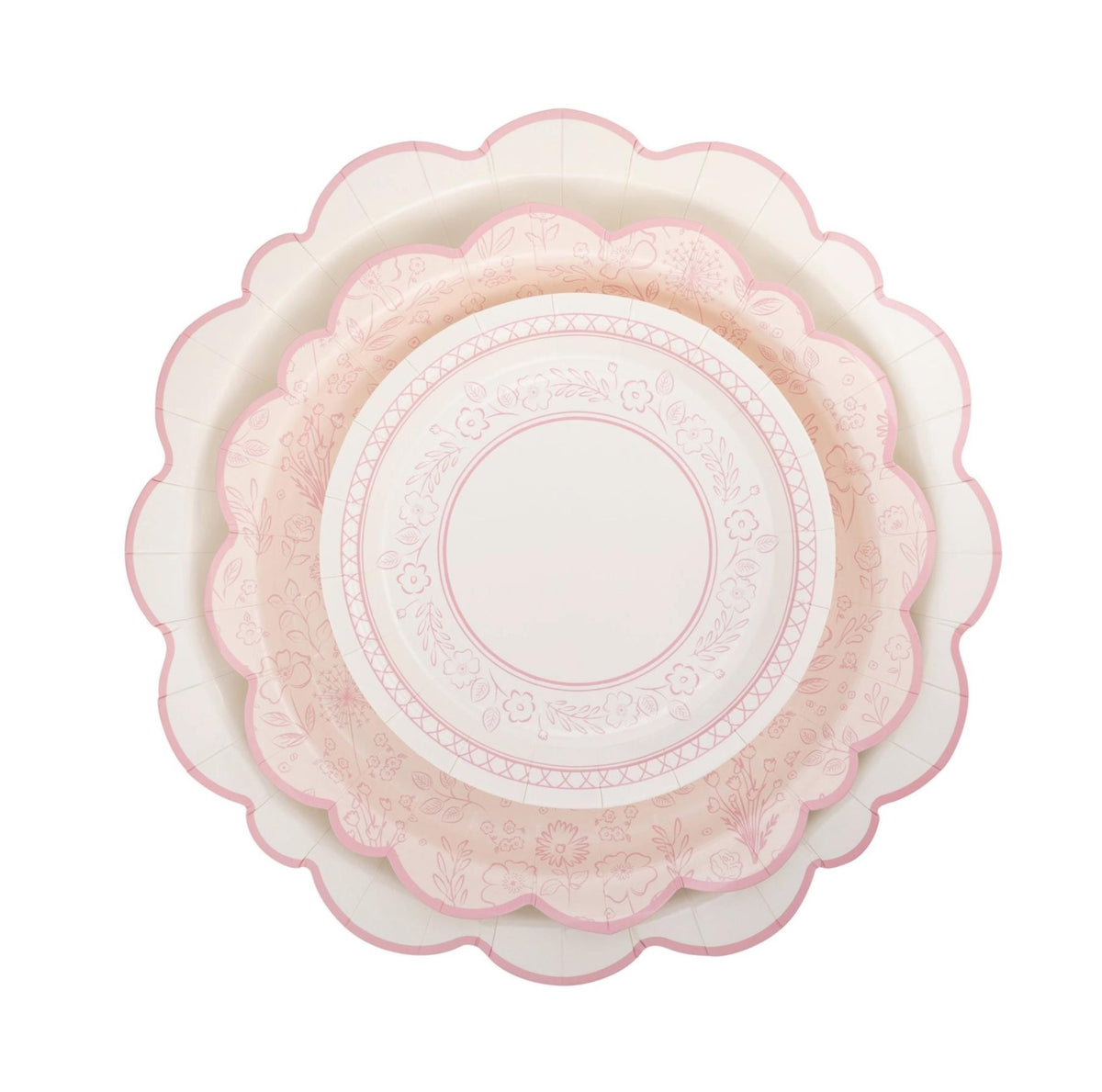 Pink Floral Cake Plates - Stesha Party