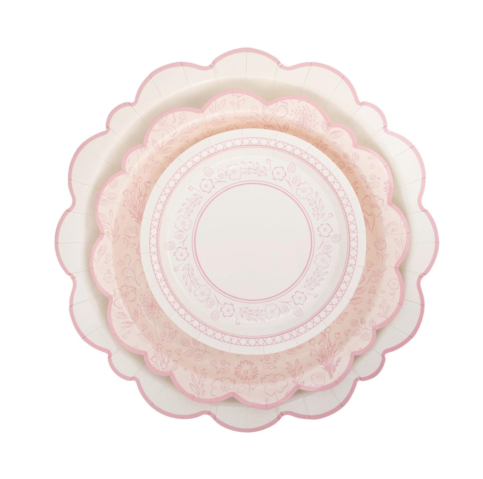 Pink Floral Cake Plates - Stesha Party